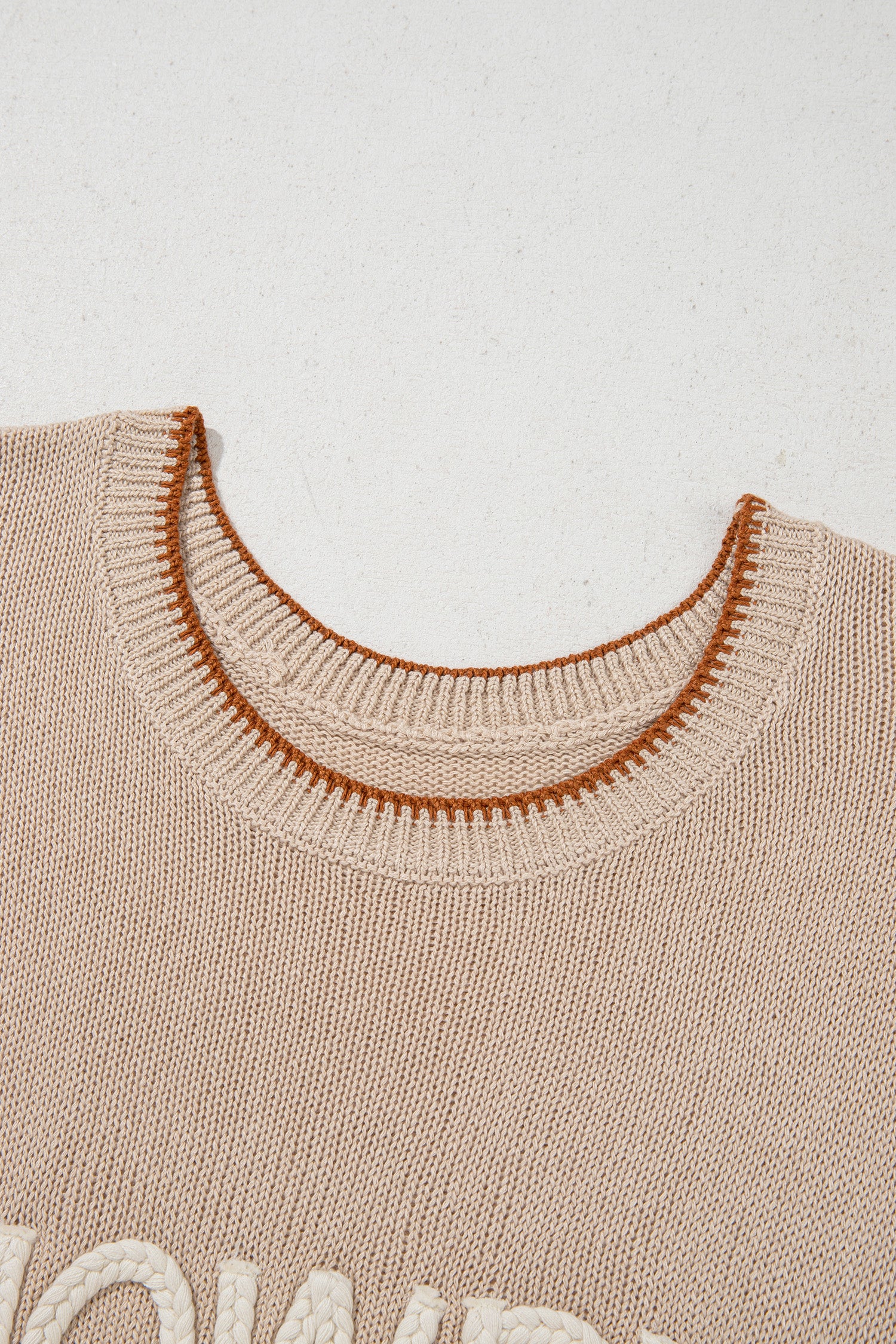 LivelyLooks HOWDY Western Knit Sweater Contrast Trim Short Sleeve women's fashion