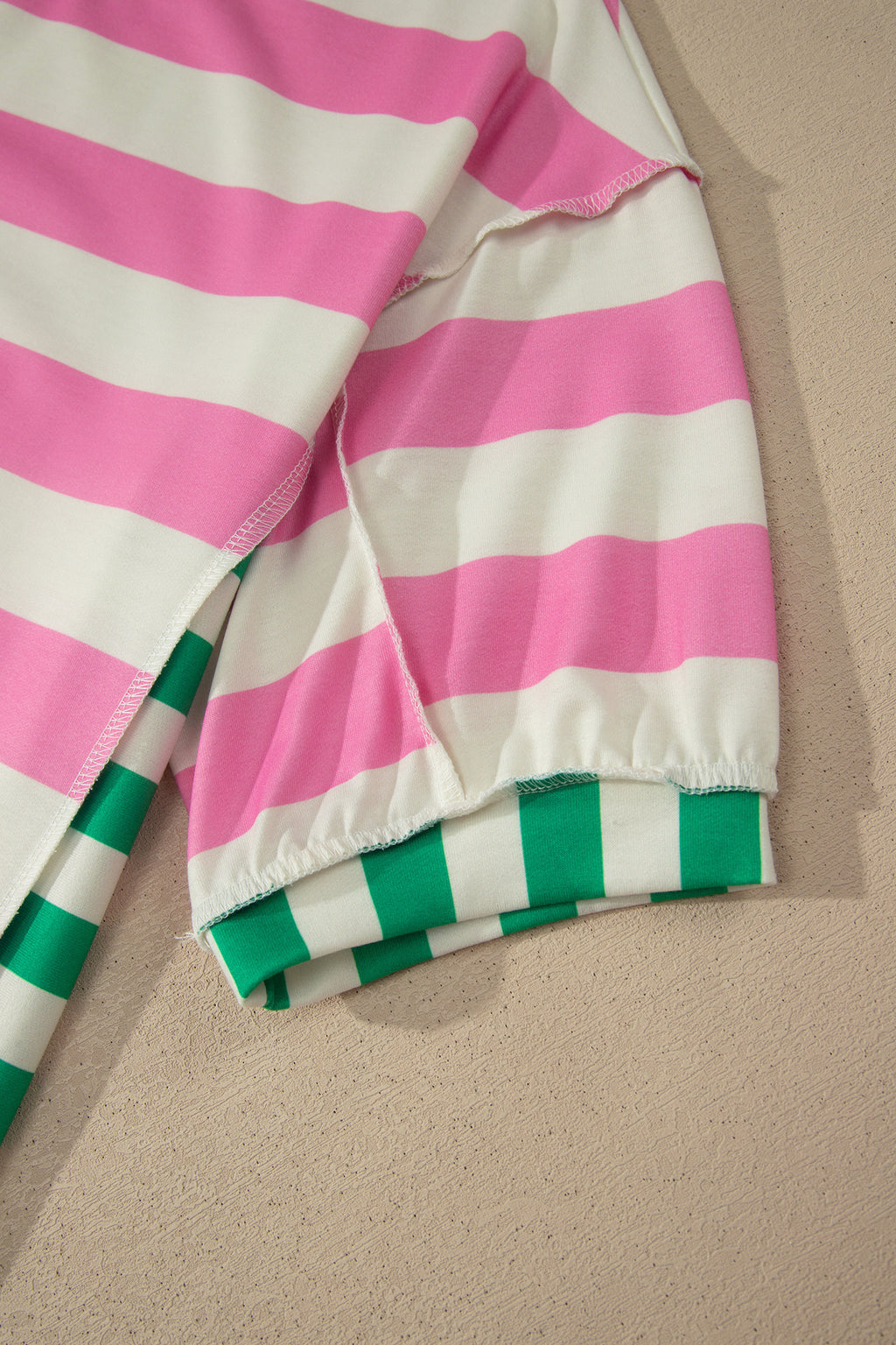 Stripe Exposed Seam Contrast Patchwork Oversized Top