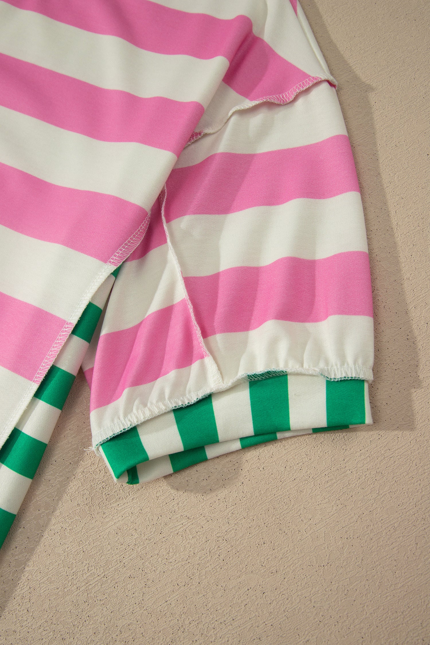 Stripe Exposed Seam Contrast Patchwork Oversized Top