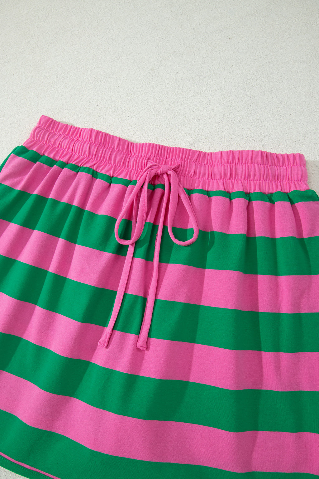Striped Dolman Tee & Drawstring Skort Set – Pink, Rose & Yellow