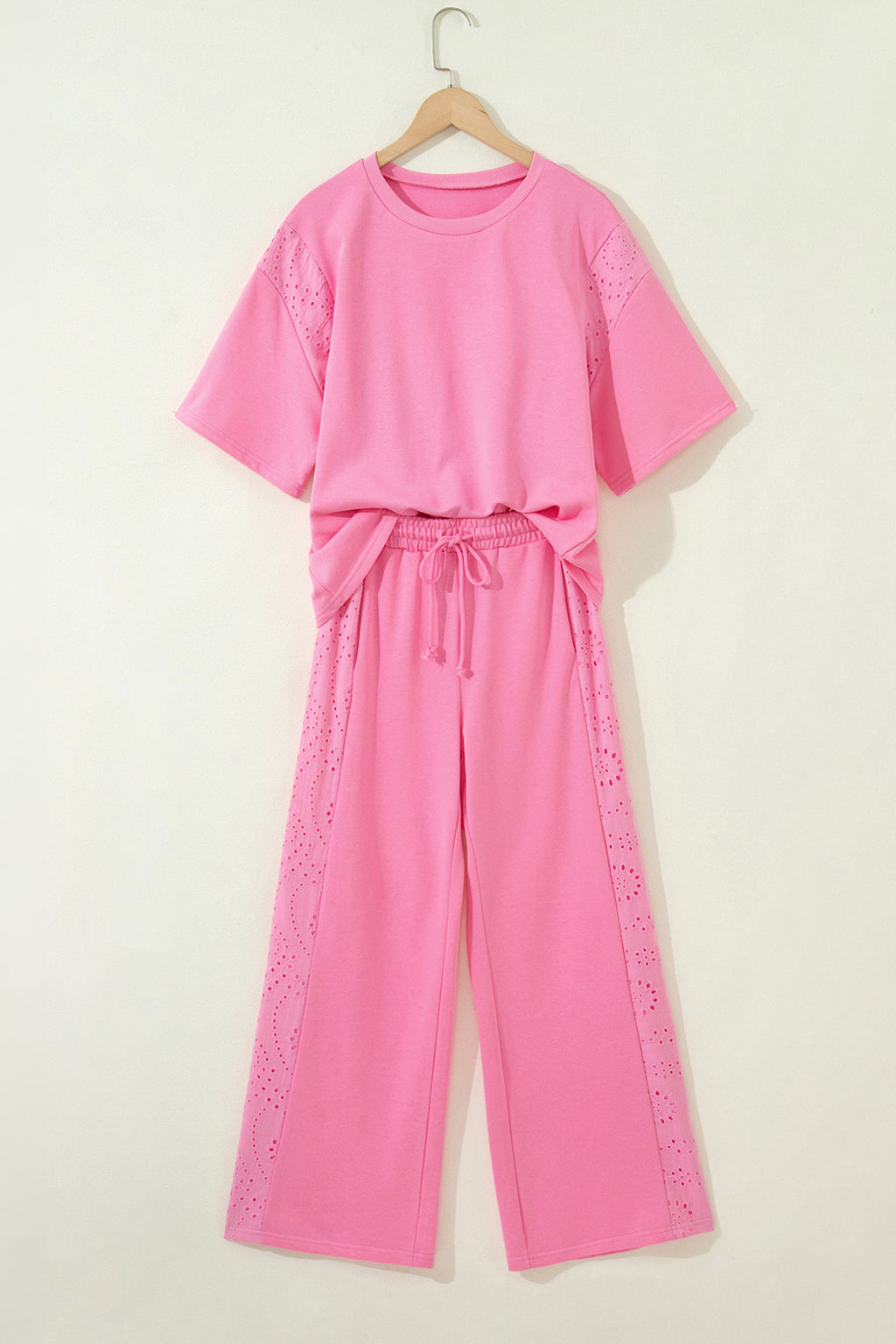 Lace Patchwork Half Sleeve Top & Wide Leg Trousers Set | 3 Colours | Sizes 8-22