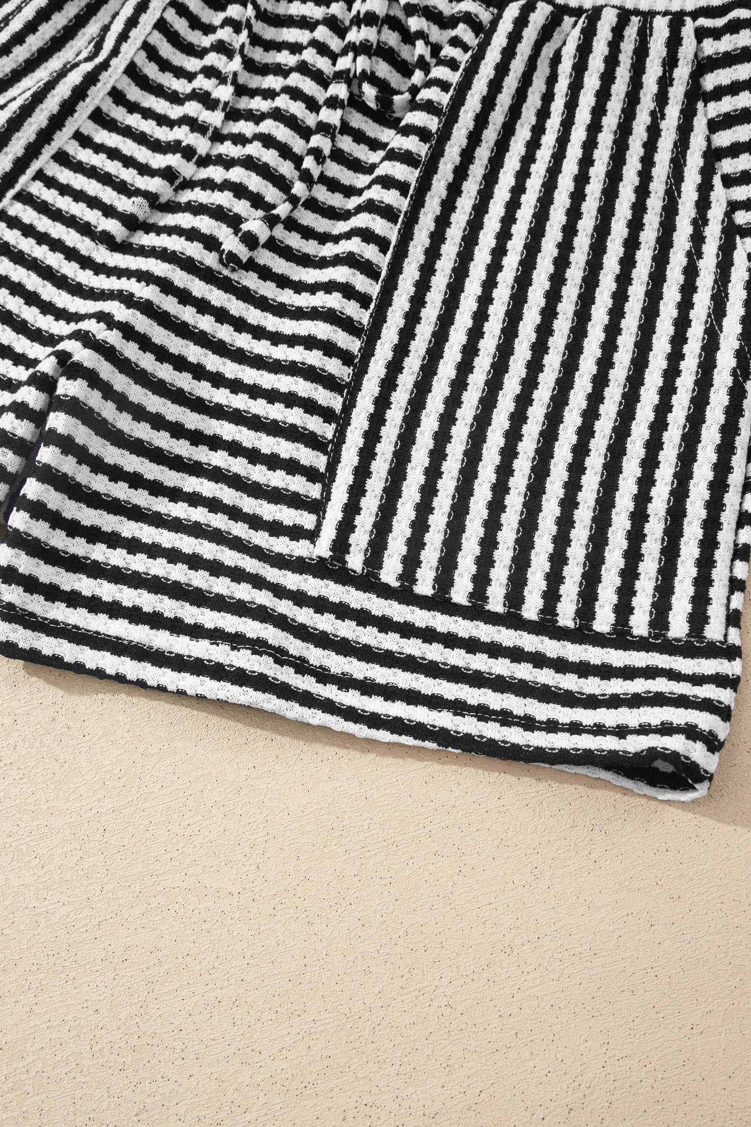 Stripe Textured Knit Top & Shorts Co-ord Set | Brown, Black & Purple | UK 8–18