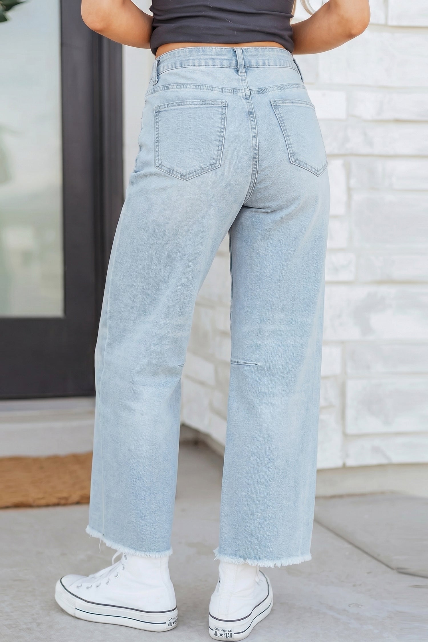 Shop Frayed Cropped Straight Leg Jeans UK 8-20 at LivelyLooks