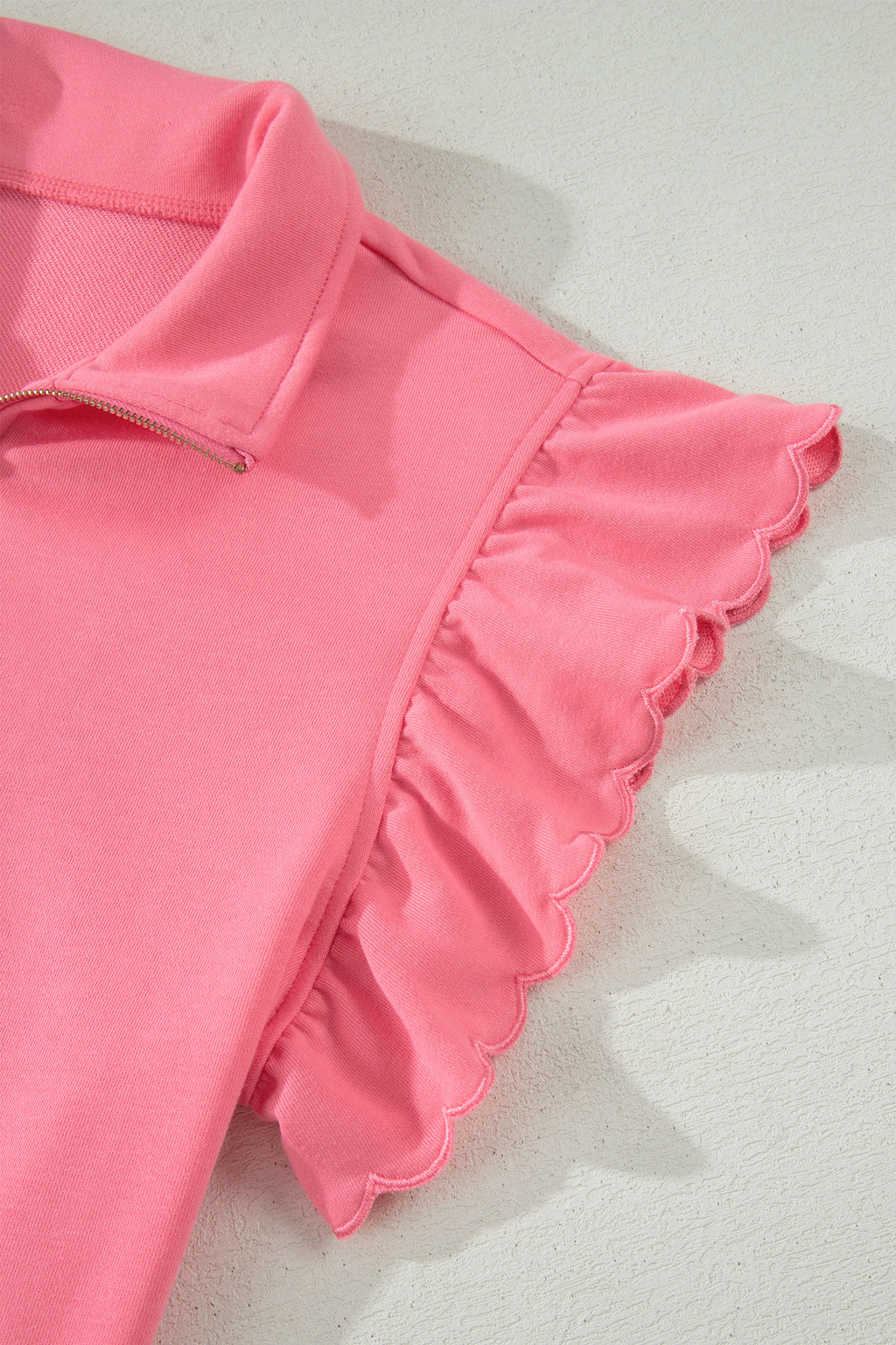 Half Zip Ruffled Short Set – Sky Blue & Coral Paradise