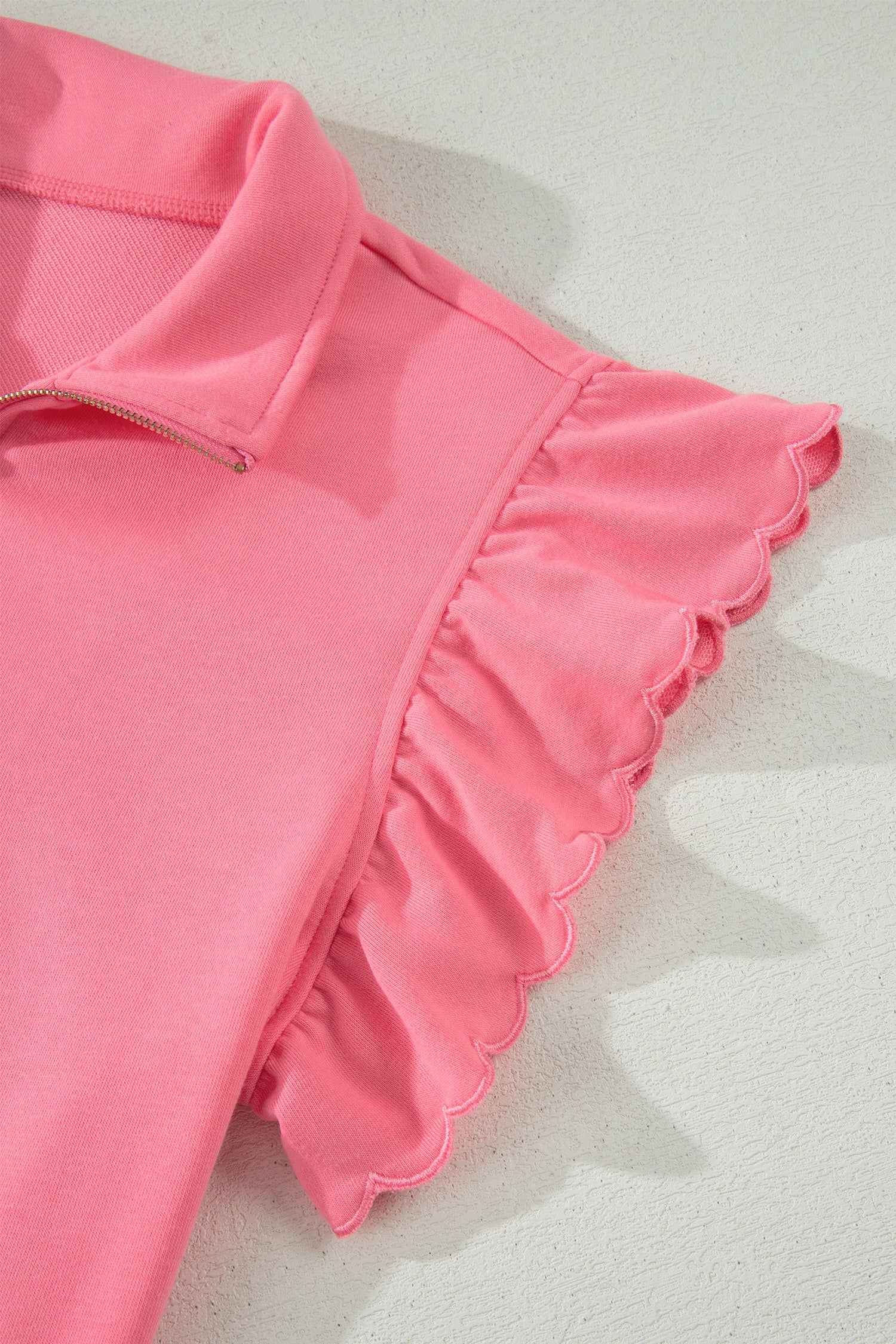 Half Zip Ruffled Short Set – Sky Blue & Coral Paradise