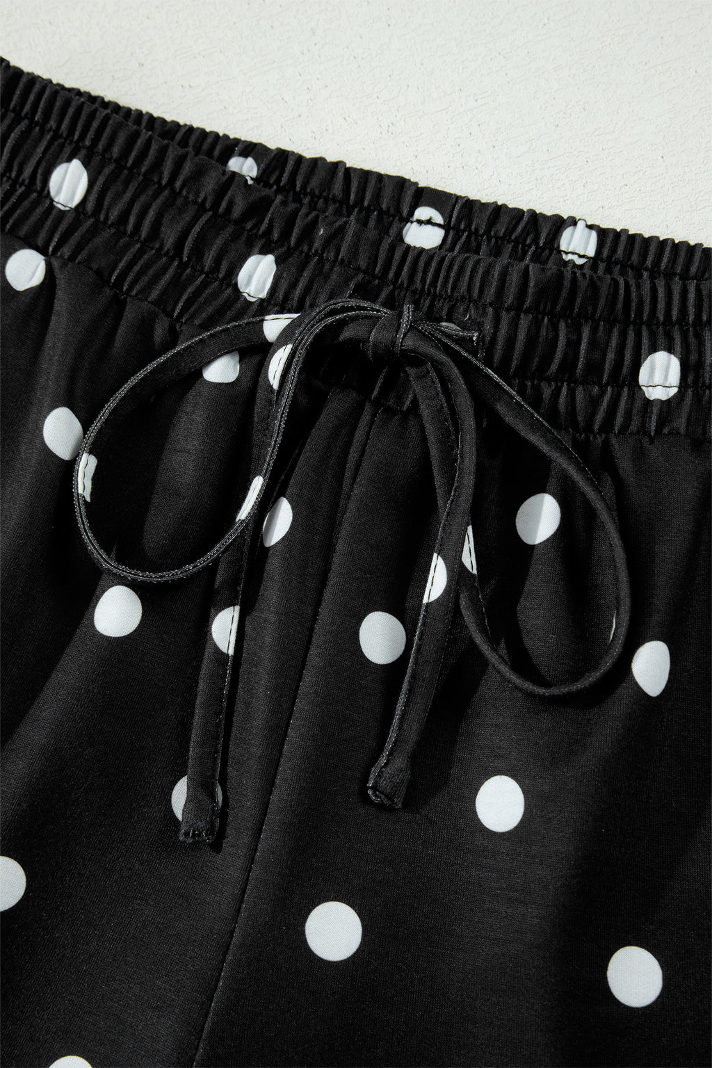 LivelyLooks White Polka Dot Exposed Seam Loose Tee & Drawstring Shorts Set S-XL women's fashion
