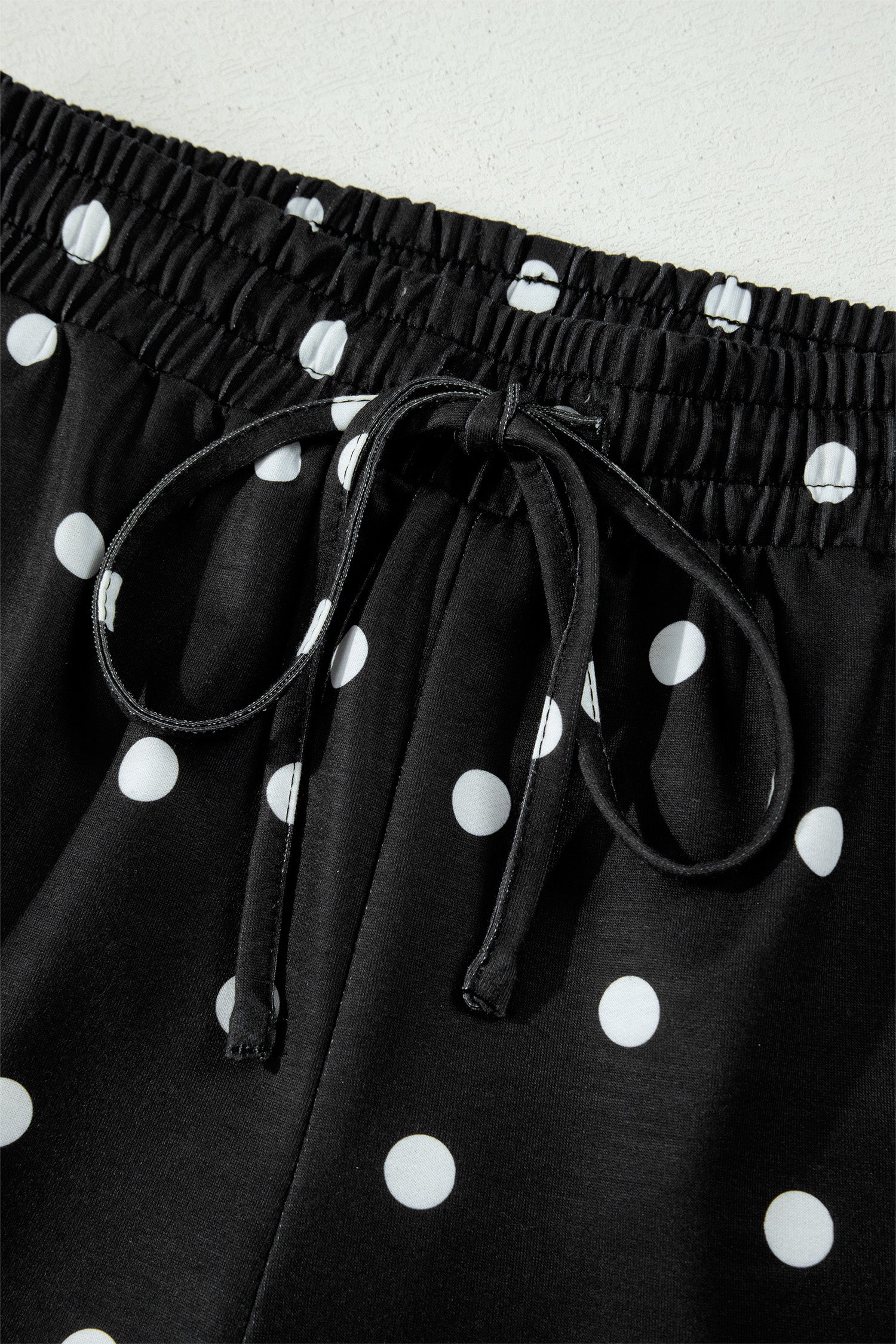 LivelyLooks White Polka Dot Exposed Seam Loose Tee & Drawstring Shorts Set S-XL women's fashion