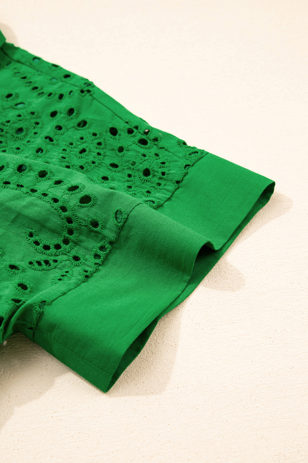 White & Green Eyelet Embroidered Short Sleeve T-Shirt Mini Dress