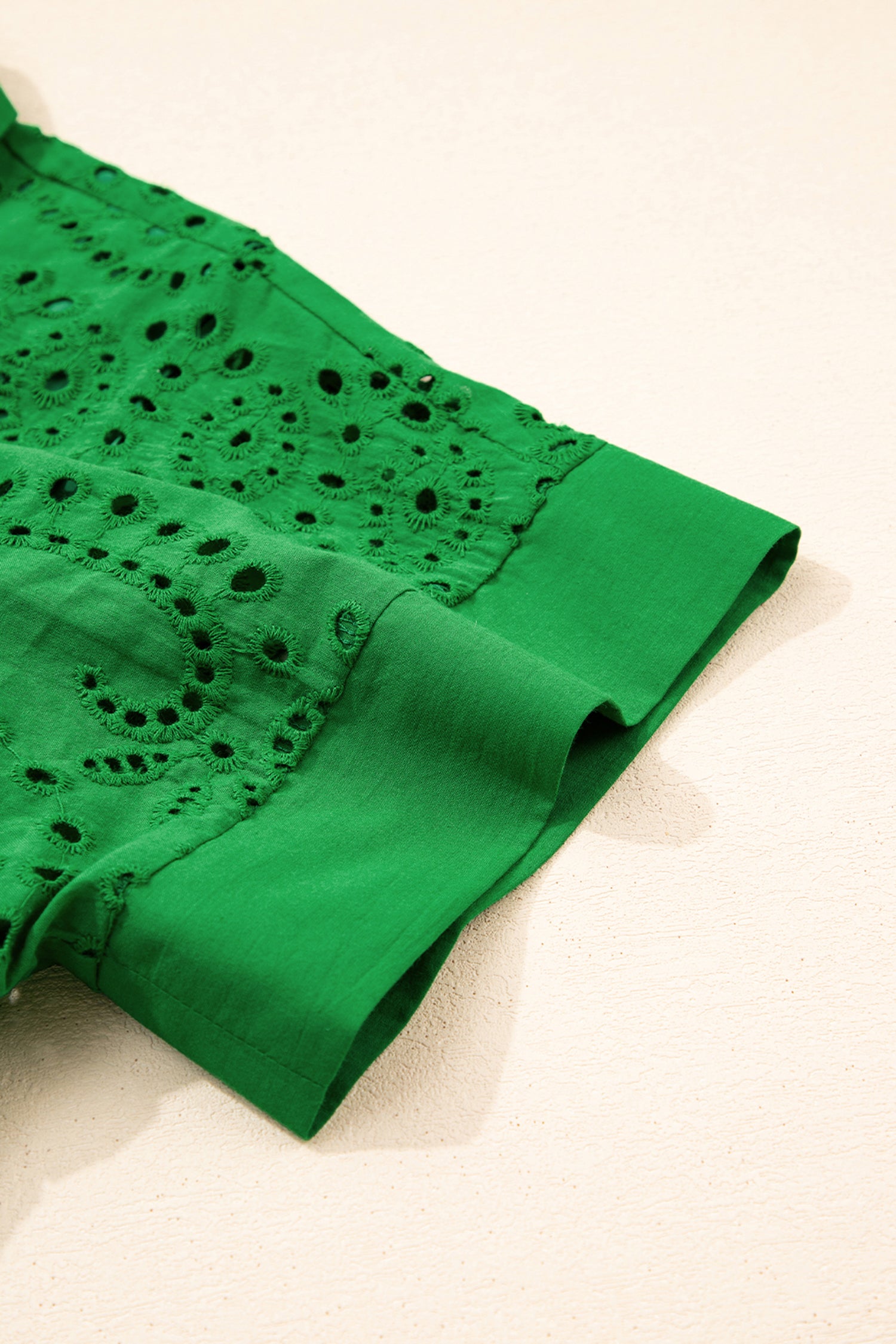 White & Green Eyelet Embroidered Short Sleeve T-Shirt Mini Dress