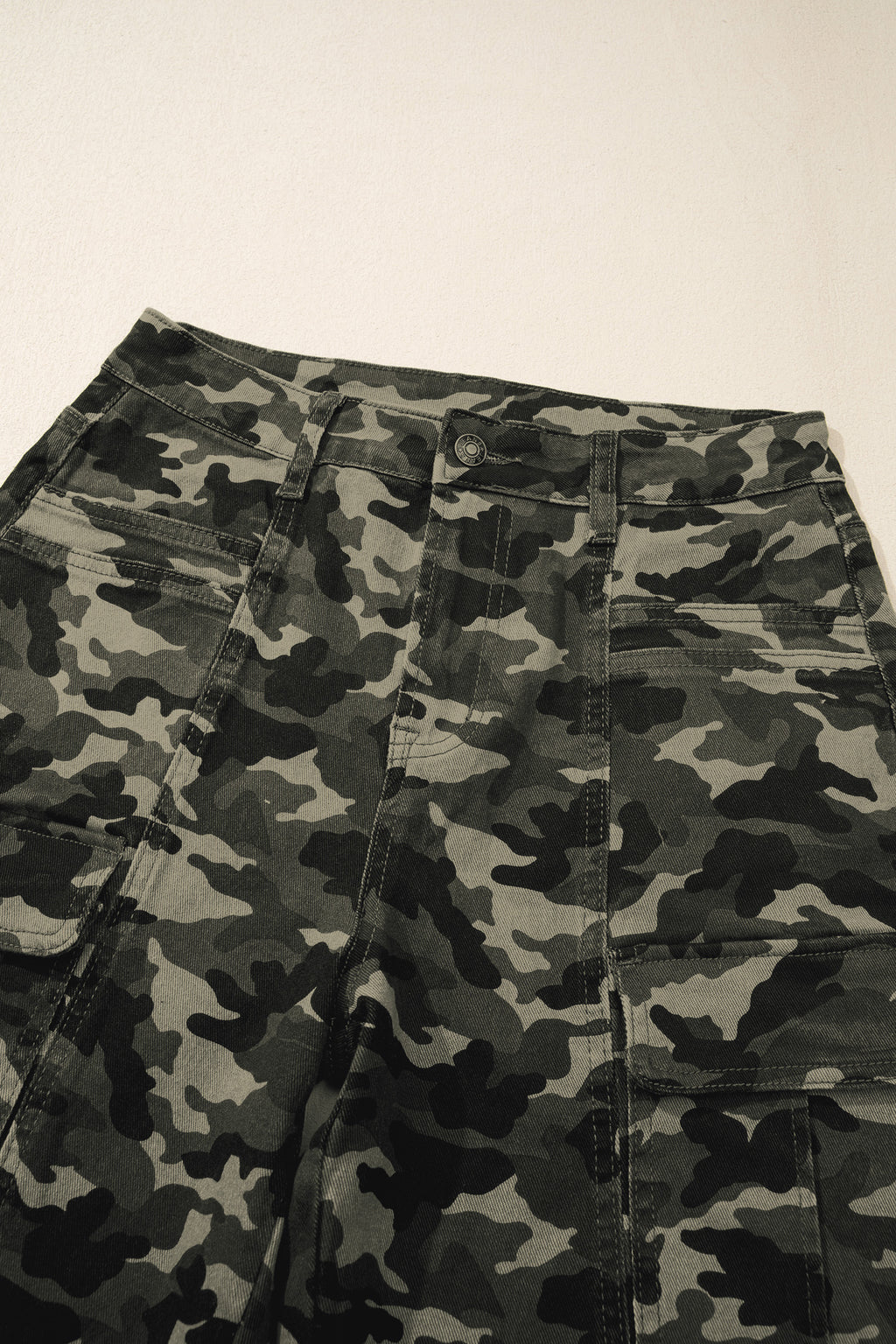 Women's Women's Green Camo Cargo Denim Jeans Multi-Pocket Stretch UK 4-16 at LivelyLooks