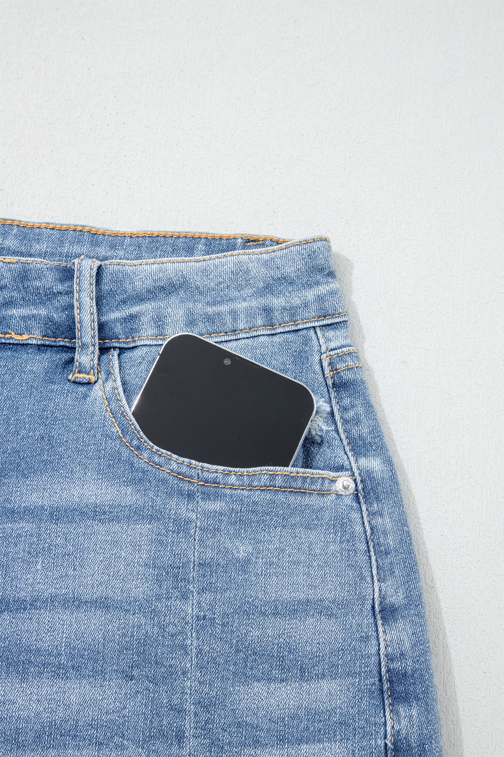 Women's Beau Blue Acid Wash Raw Hem Denim Shorts at LivelyLooks