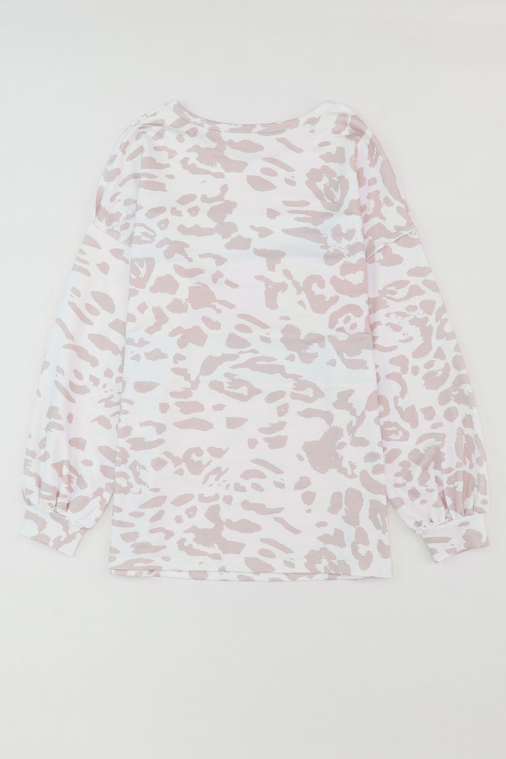 Leopard Print Puff Sleeve Knit Top Contrast Stripe Patchwork Women S-XL