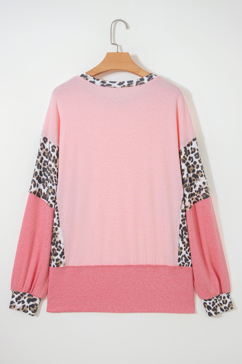 Leopard Colourblock Patchwork Dolman Sleeve Baggy Sweatshirt | Pink & Grey