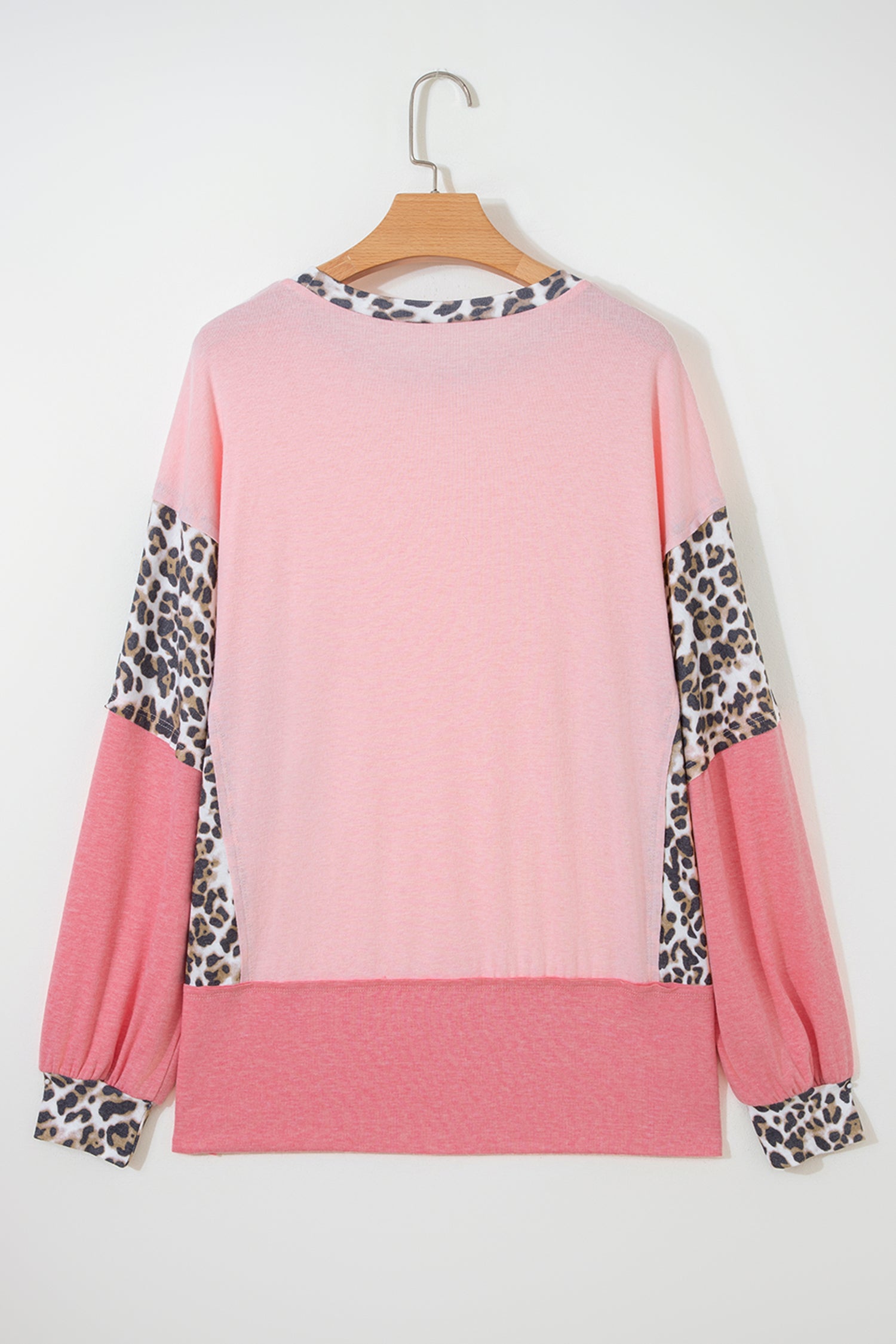 Leopard Colourblock Patchwork Dolman Sleeve Baggy Sweatshirt | Pink & Grey