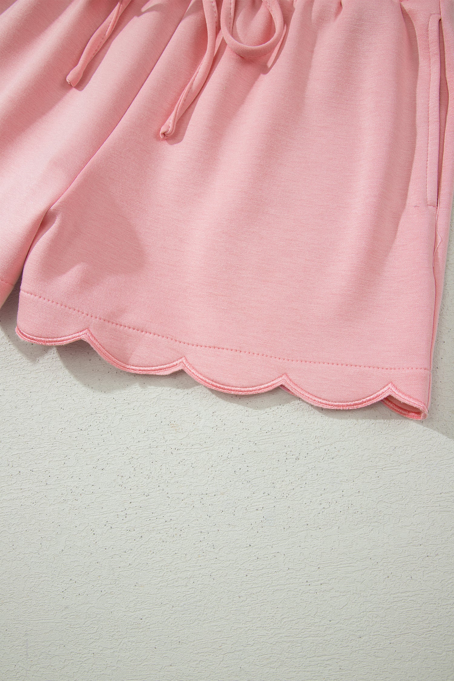 Gossamer Pink Scalloped V-Neck Dolman Top & Shorts Co-ord Set S-XL