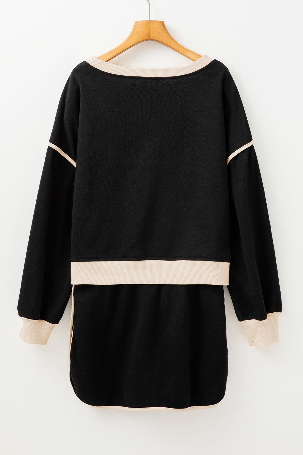 Shop Colour Contrast Loose Pullover & Lace-Up Waist Skort Set S-XL at LivelyLooks