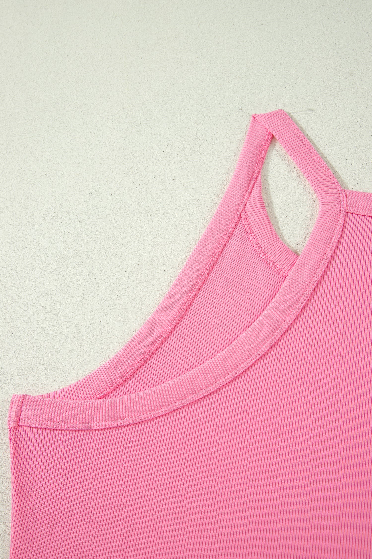 Ribbed Slim Tank Top & High Waist Shorts Set – Sky Blue, Pink & Green