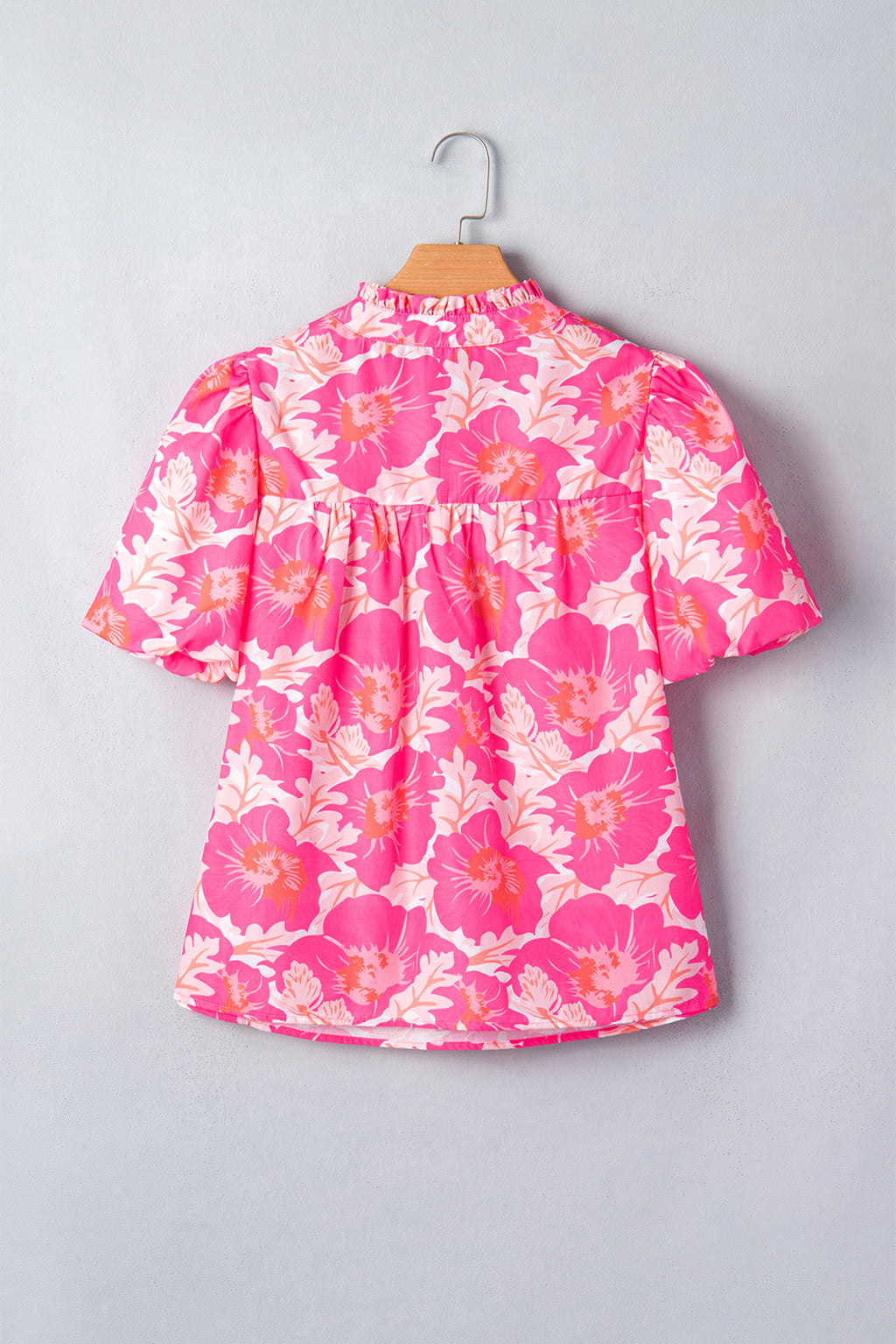 Women's Yellow Short Bubble Sleeve Summer Floral Blouse at LivelyLooks