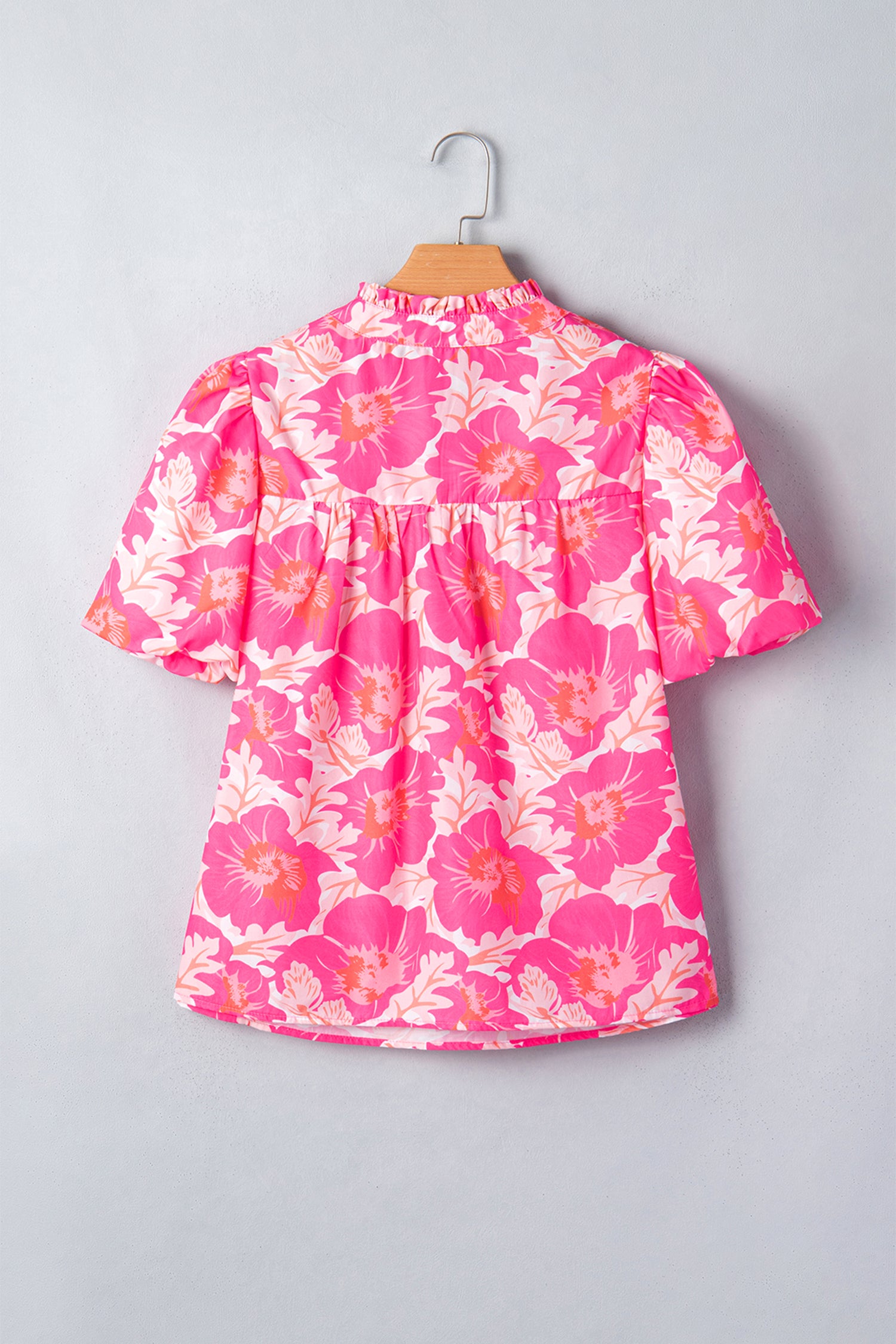 Women's Yellow Short Bubble Sleeve Summer Floral Blouse at LivelyLooks