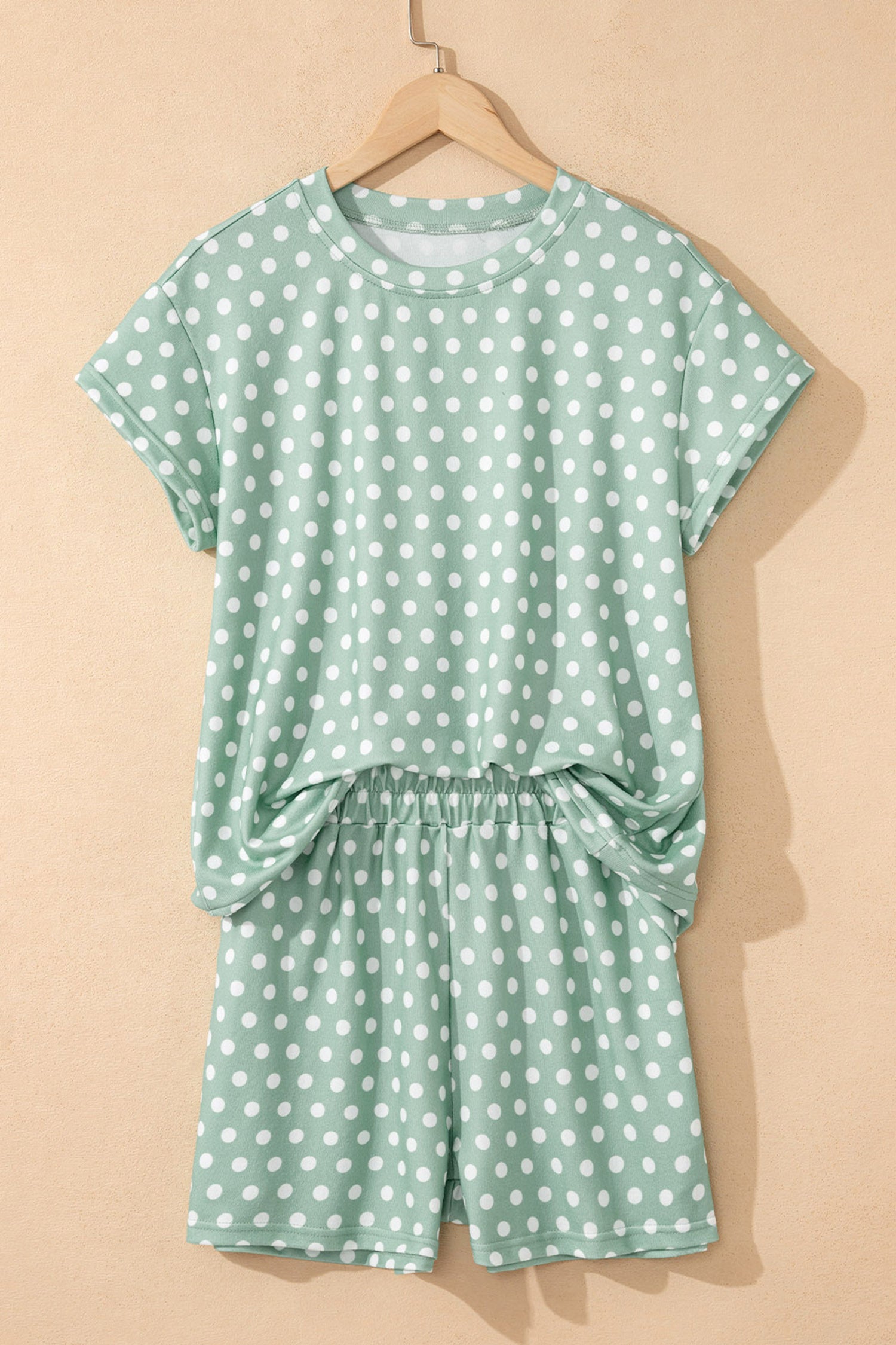 Women's Polka Dot Print Short Sleeve Top & Shorts Co-ord Set S-2XL at LivelyLooks