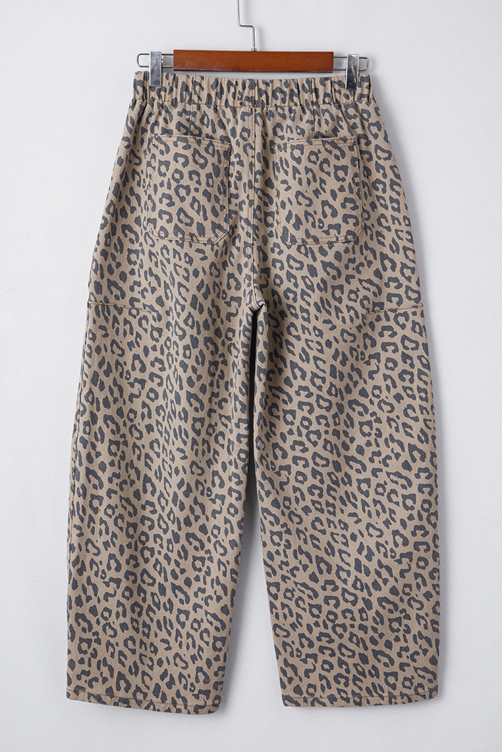 Shop Leopard Print Drawstring Elastic Waist Barrel Jeans UK 8-20 at LivelyLooks