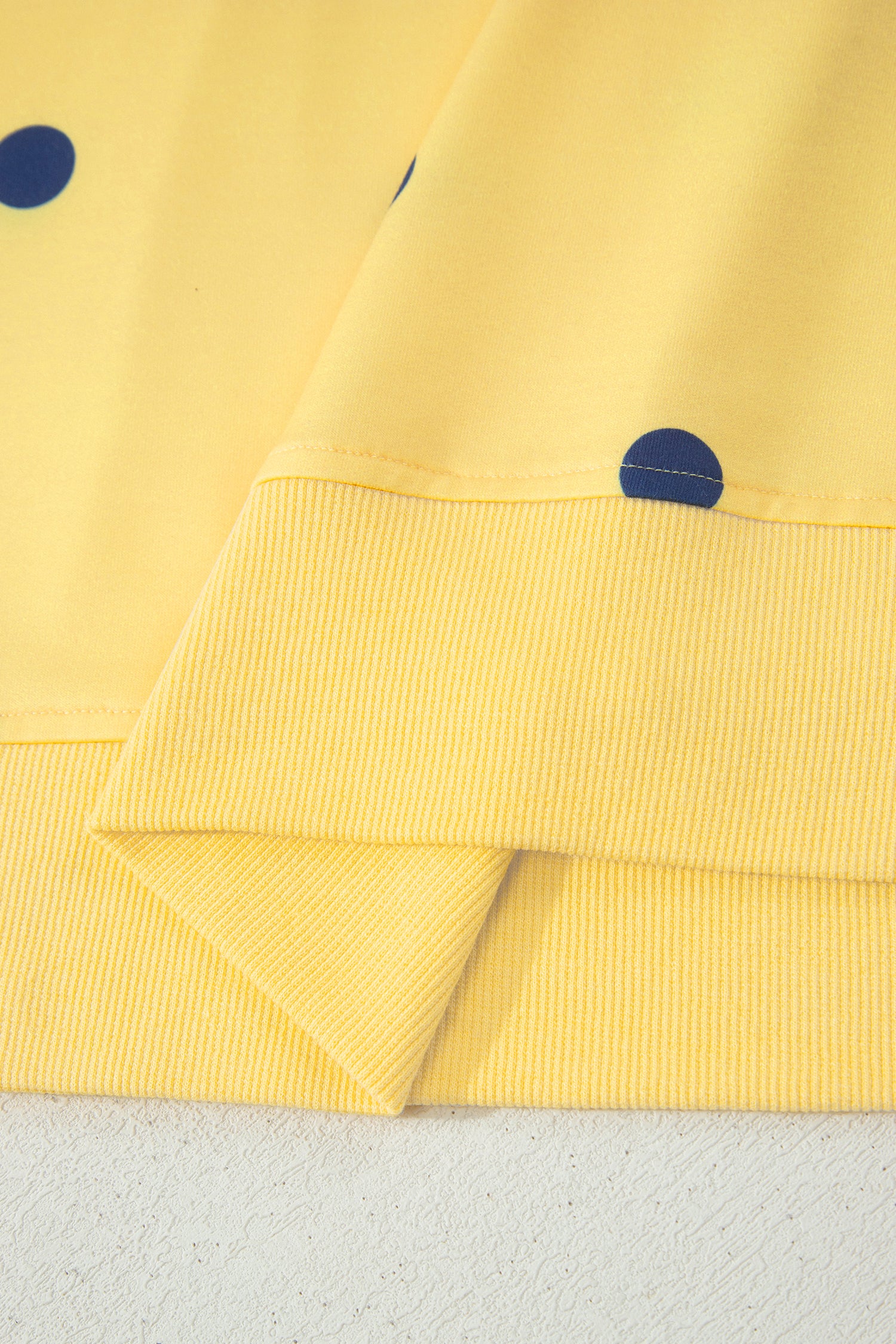 Women's Polka Dot Oversized Tee Crossed Seam Detail Yellow Sky Blue S-XL