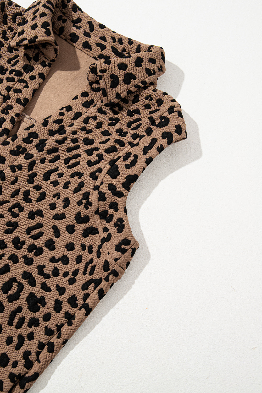 Women's Leopard Print V-Neck Sleeveless Collared Mini Dress Animal Pattern Casual Sundress at LivelyLooks