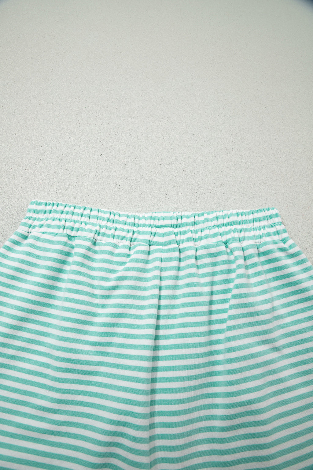 LivelyLooks Striped Oversized Mock Neck Sweatshirt & Shorts Co-ord Set | Blue, Pink, Green | S-XL women's fashion