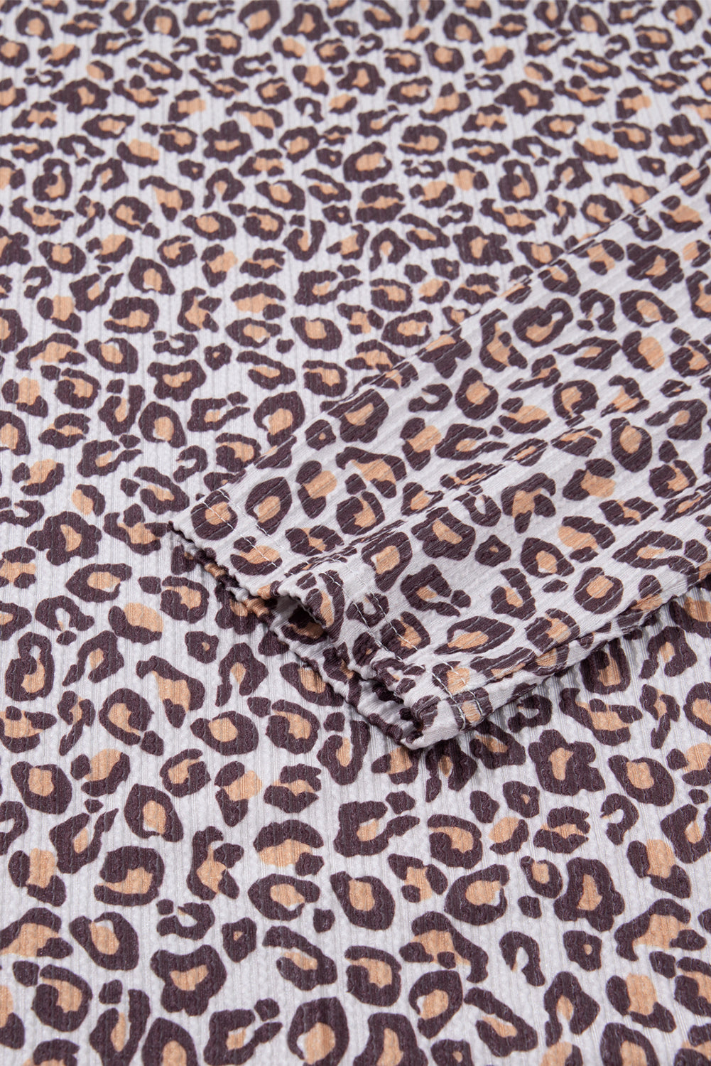Khaki Leopard Ribbed Long Sleeve Top & Drawstring Shorts Set | UK 8–22
