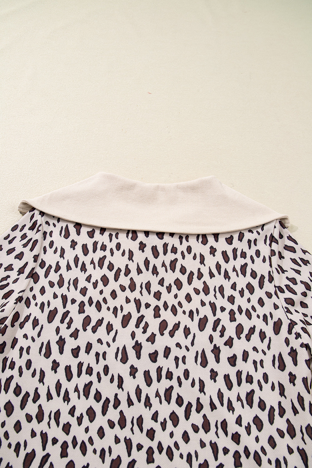 Women's Khaki Leopard Print Zip up Collar Patchwork Shift Mini Dress at LivelyLooks