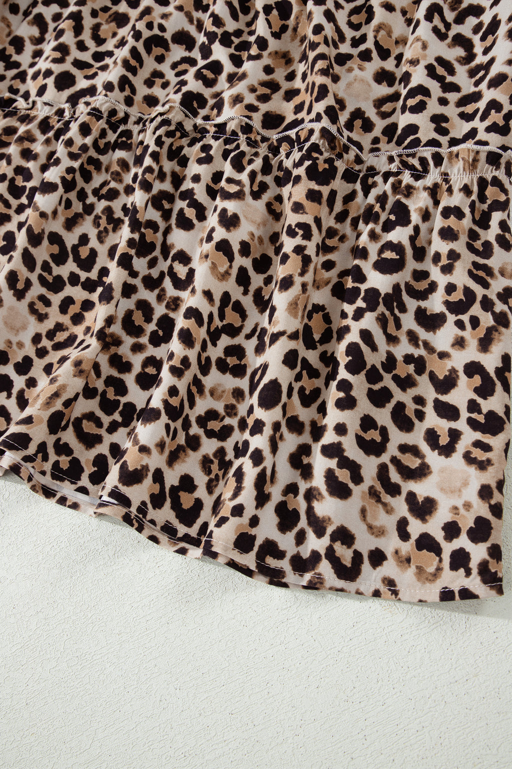 Brown Leopard Print Smocked Ruffled Strap Tiered Maxi Dress