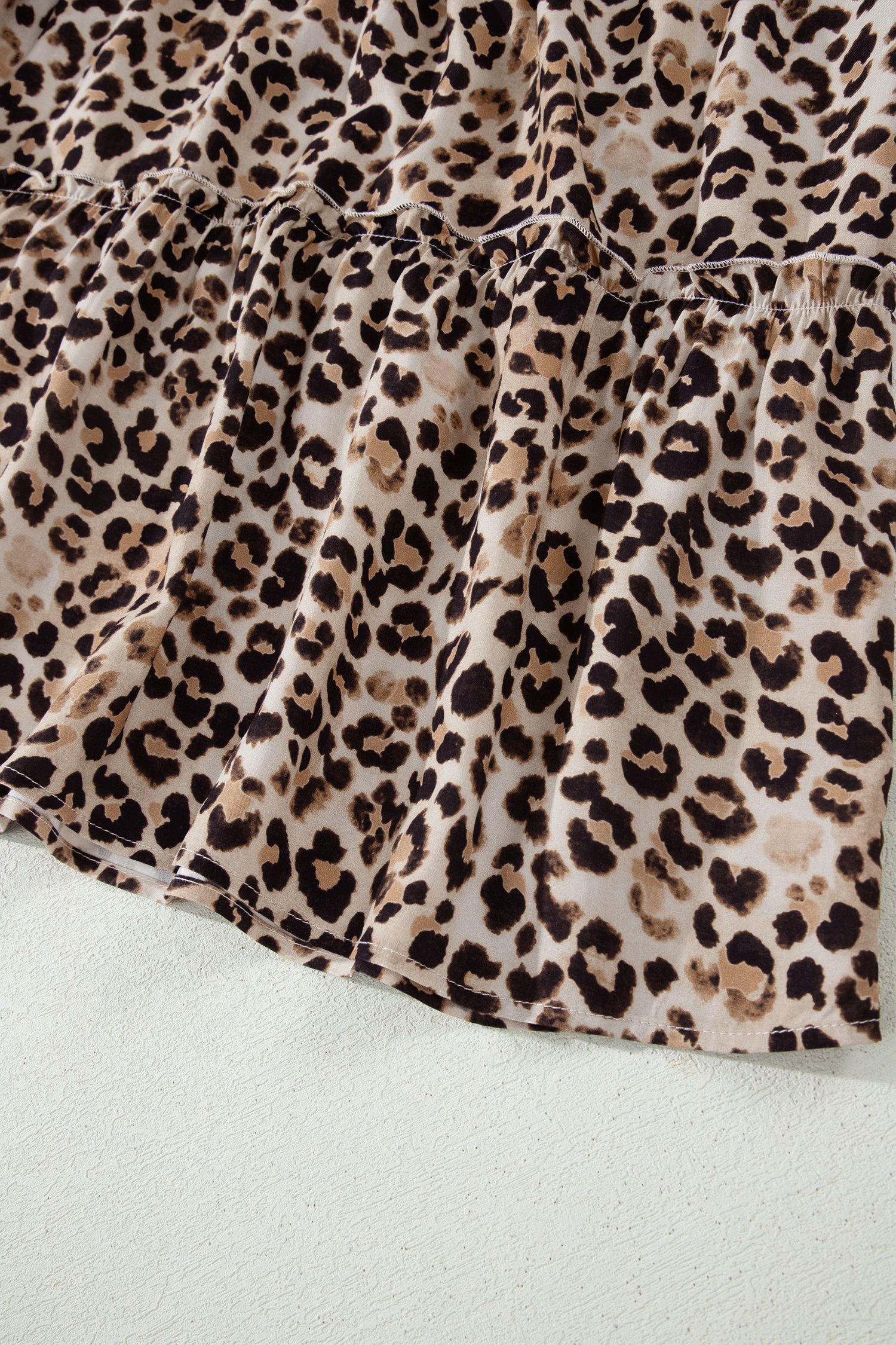 Brown Leopard Print Smocked Ruffled Strap Tiered Maxi Dress
