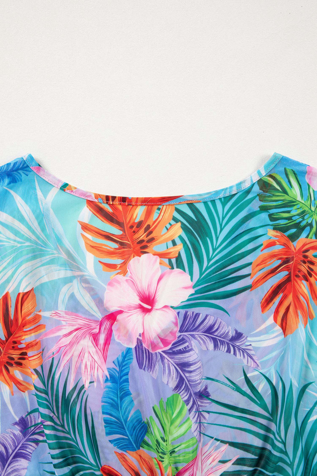 Women's Rose Floral Print V Neck Semi-Sheer Beach Cover Up Dress at LivelyLooks