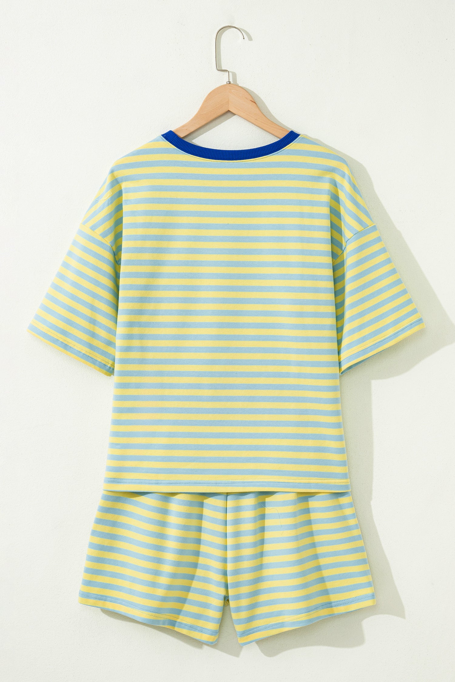 Shop Stripe Drop Shoulder Terry Short Set | Casual Co-ord S-XL at LivelyLooks