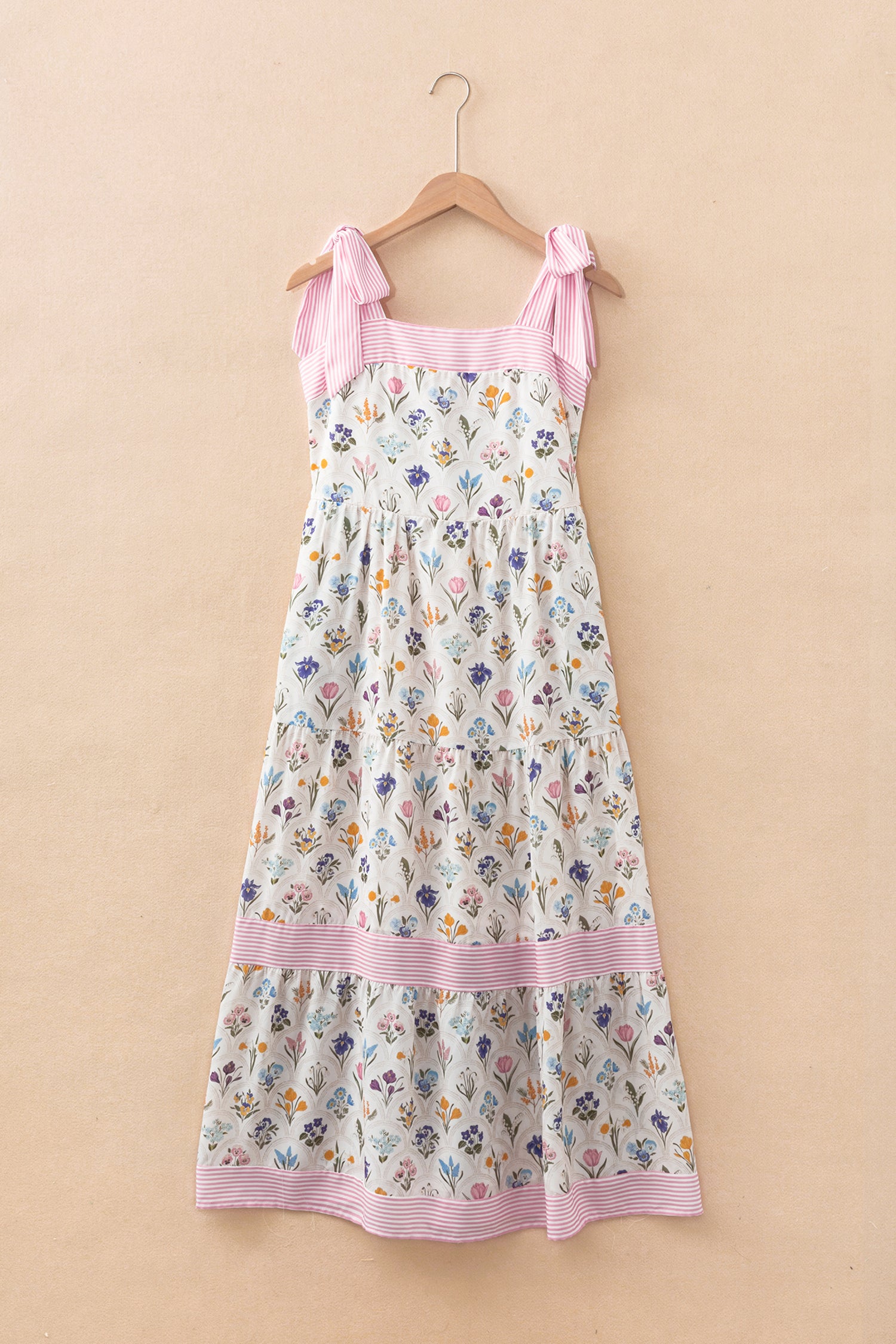 Multicolour Floral Print Knot Strap A-Line Maxi Dress | UK 8–18