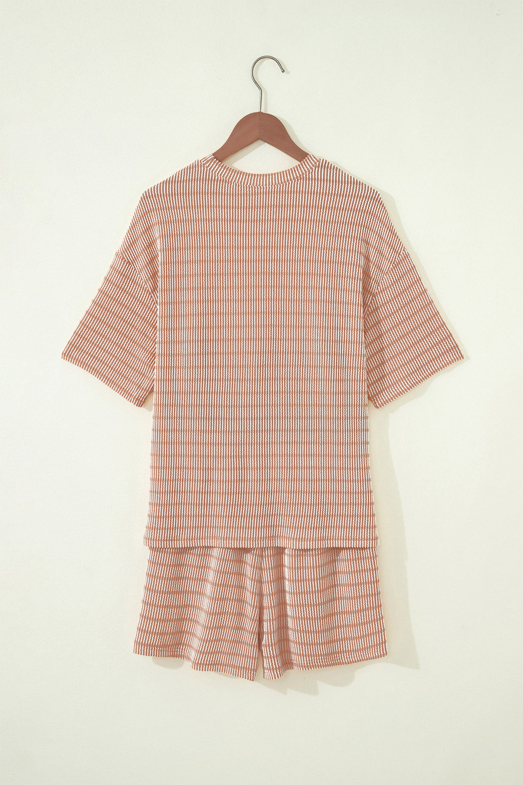 LivelyLooks Stripe Raised Rib Tee & Drawstring Shorts Set Women's S-XL women's fashion