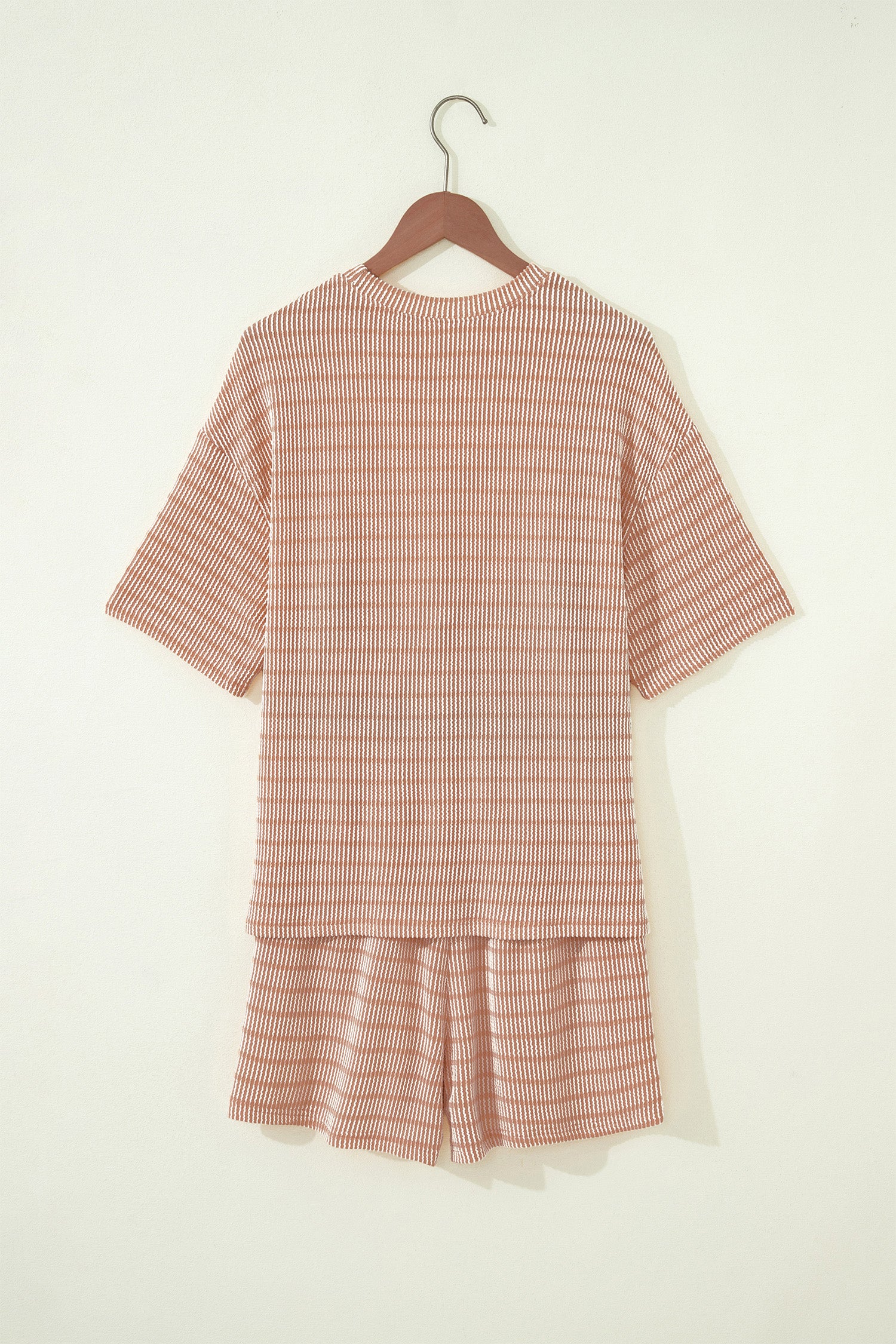 LivelyLooks Stripe Raised Rib Tee & Drawstring Shorts Set Women's S-XL women's fashion