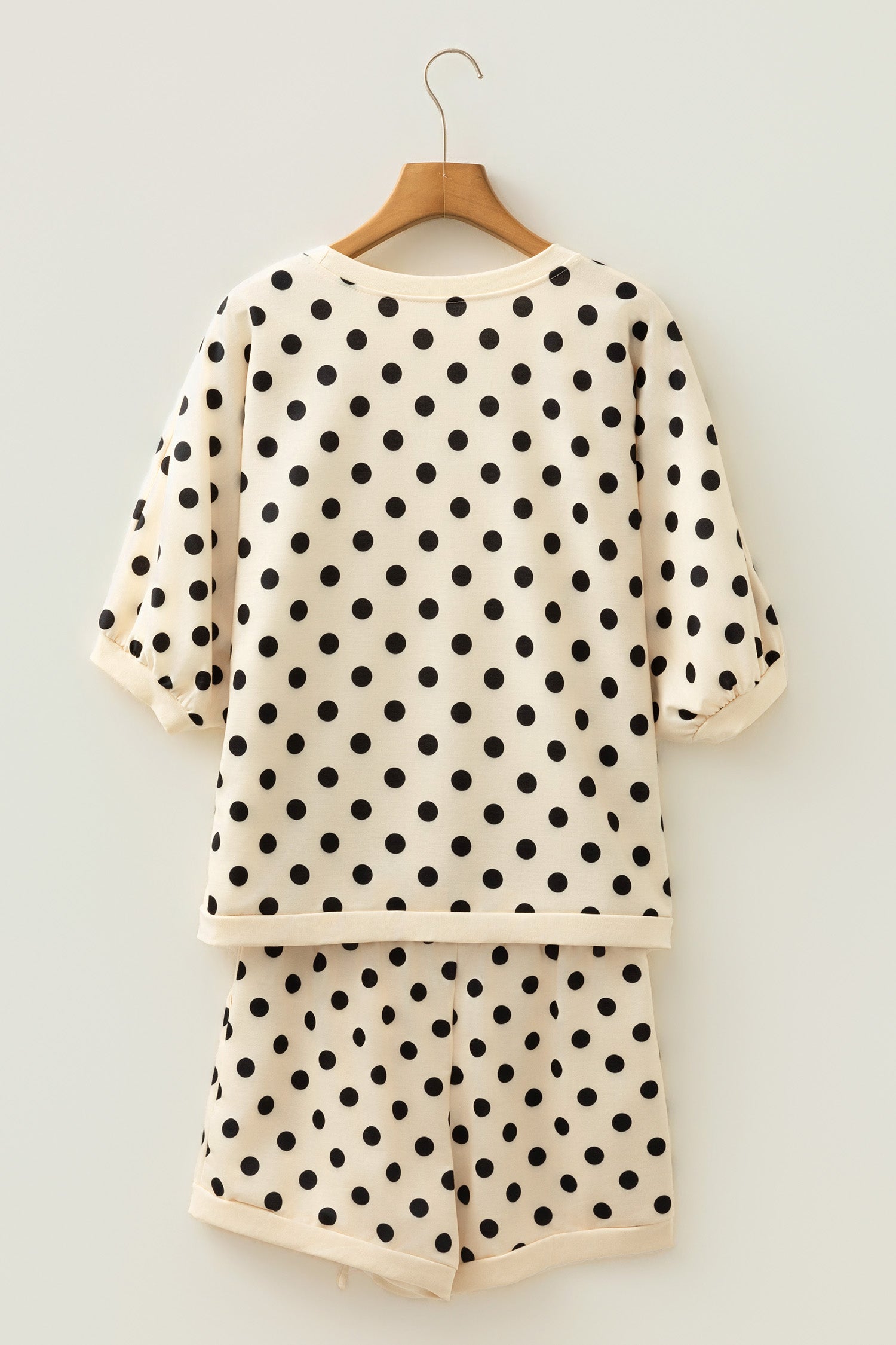 Polka Dot Oversized Top & Shorts Co-ord Set | Beige Pink Blue Green