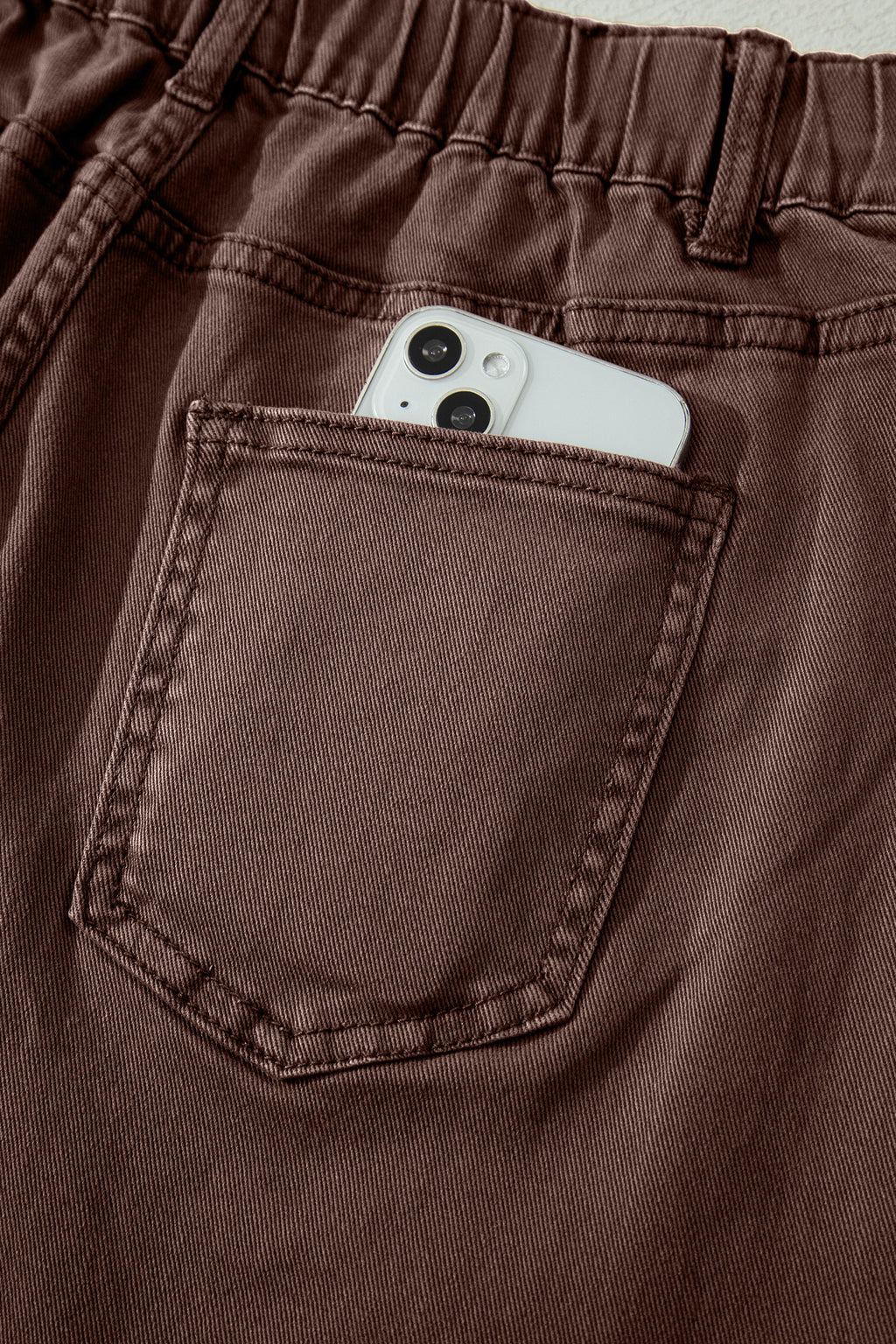 Brown Barrel Leg Jeans Square Patch Pocket Ankle Length UK 4-16