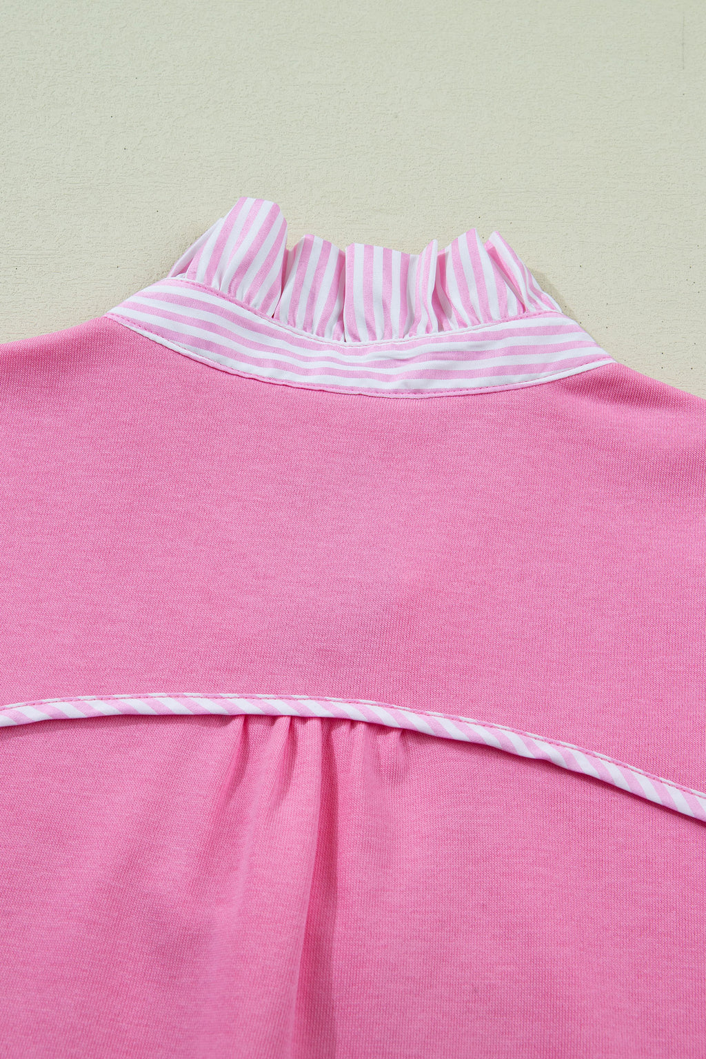 Women's Fiery Red Striped Frilled Collar Puff Sleeve Blouse at LivelyLooks