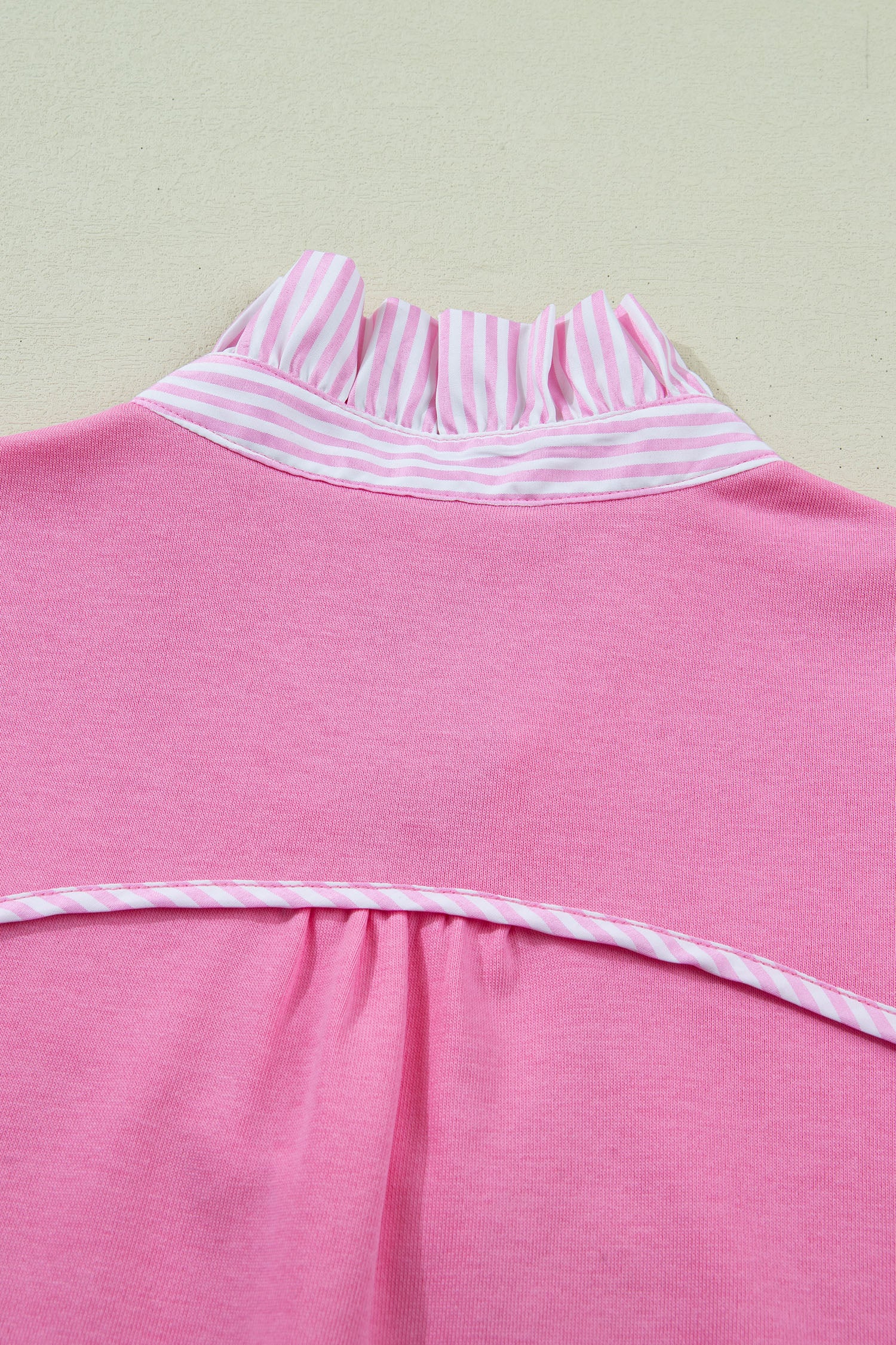 Women's Fiery Red Striped Frilled Collar Puff Sleeve Blouse at LivelyLooks