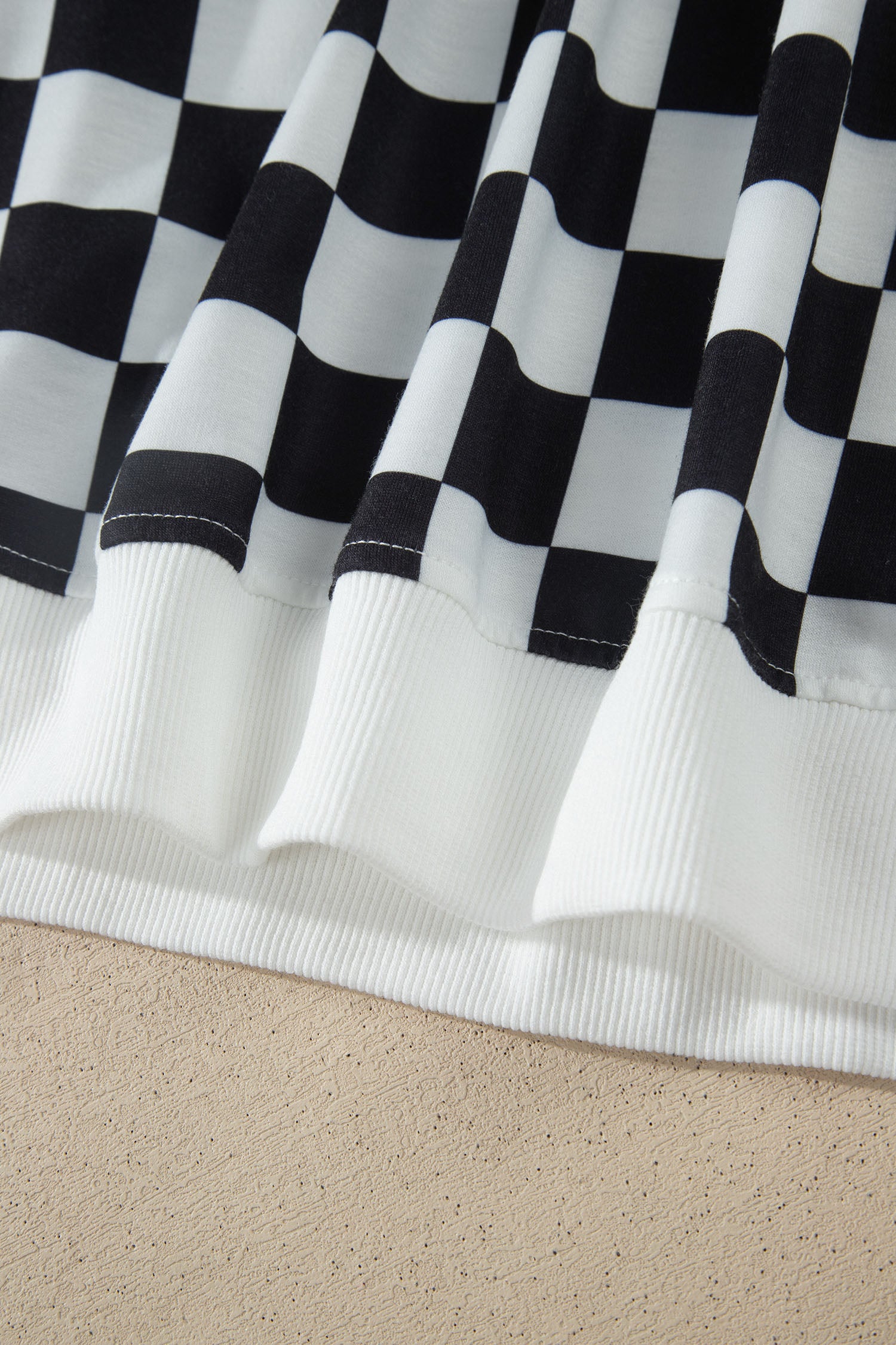 Shop Pink Checkered Print Colour Block Trim Mock Neck Short Set Two Piece Co-ord PJ at LivelyLooks