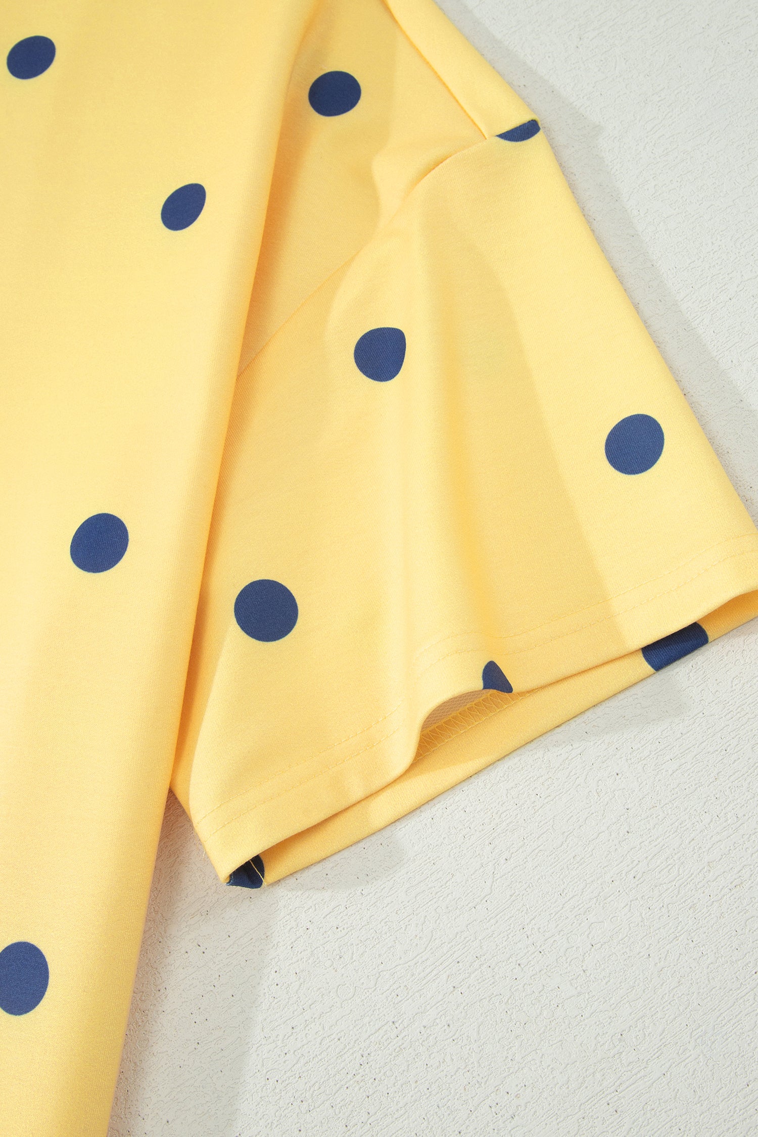 Women's Polka Dot Oversized Tee Crossed Seam Detail Yellow Sky Blue S-XL