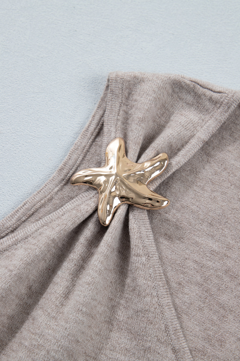 Women's Gray Morn Metal Star Detail V Neck Sweater Knit Tank Top at LivelyLooks