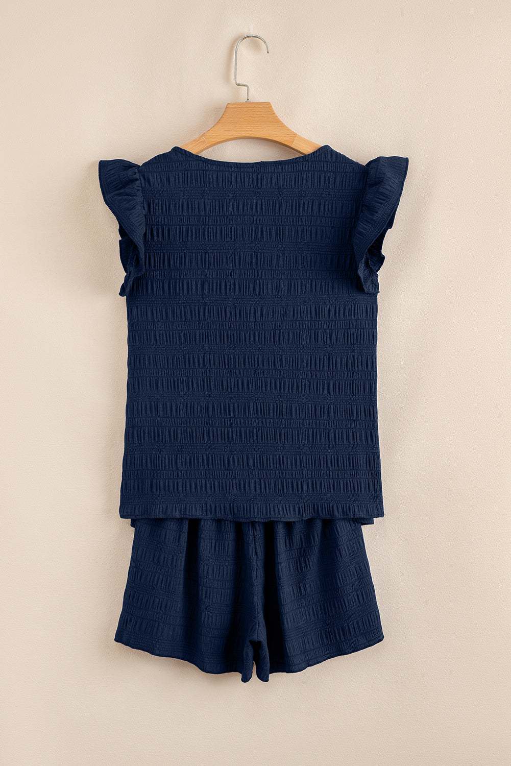Textured Square Neck Top & Shirred High Waist Shorts Set | 5 Colours | UK 8–22