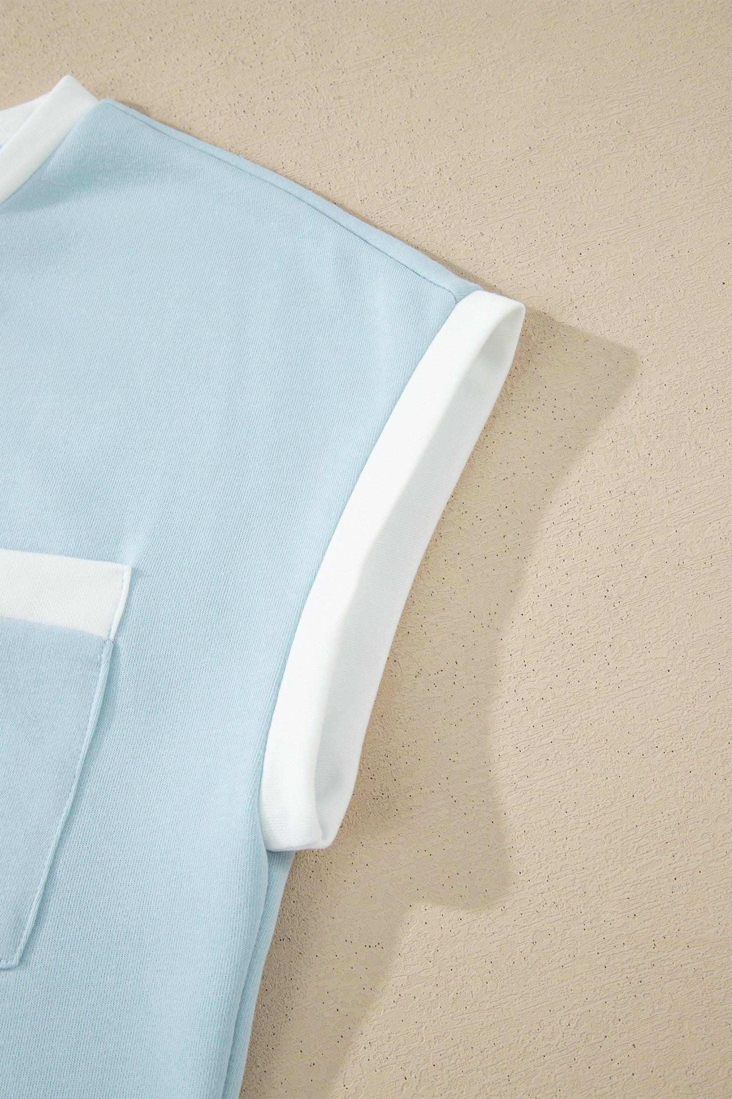 Mist Blue Contrast Trim Pocketed Boxy Tank Top & Wide Leg Pant Set | UK 8–22