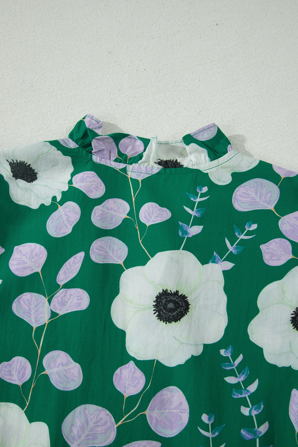Green Floral Maxi Dress V Neck Ruffle Sleeve Women S-XL