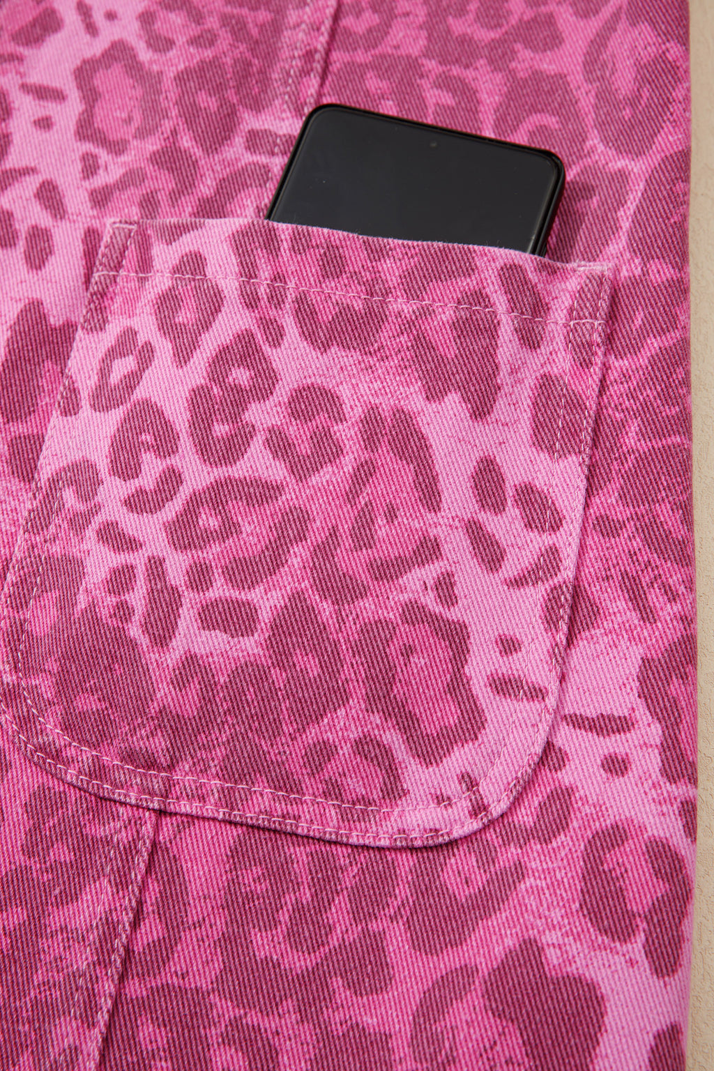 Women's Pink Leopard Denim Buttoned Shift Sleeveless Dress at LivelyLooks