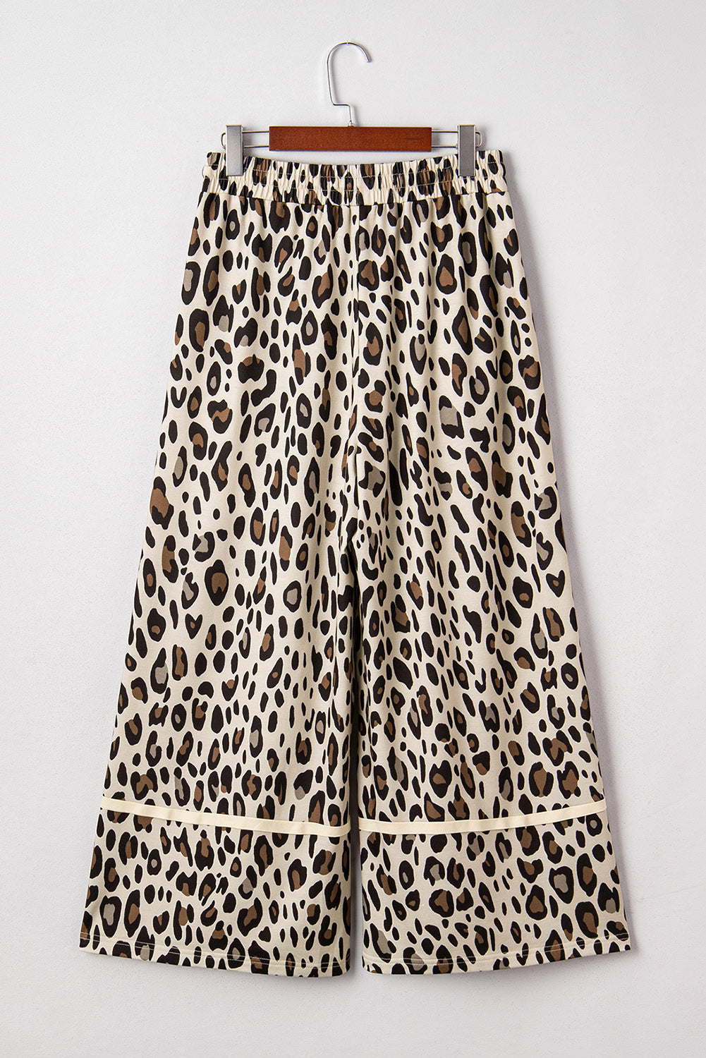 Women's Khaki Leopard Wide Leg Cropped Pants at LivelyLooks