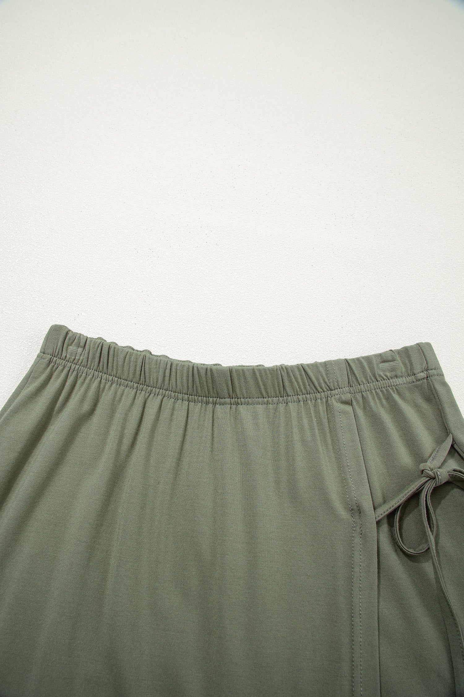 Oversized Tee & Tie Wrap Mini Skort 2pcs Set | Black & Laurel Green